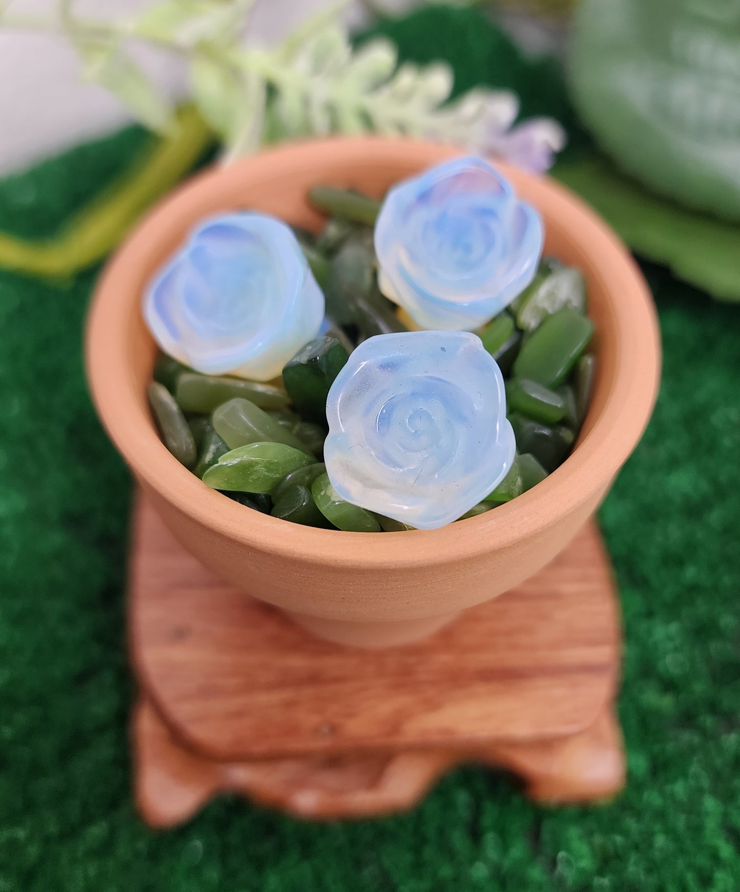 Mini Opalite and Silver Sheen Obsidian Roses 🖤