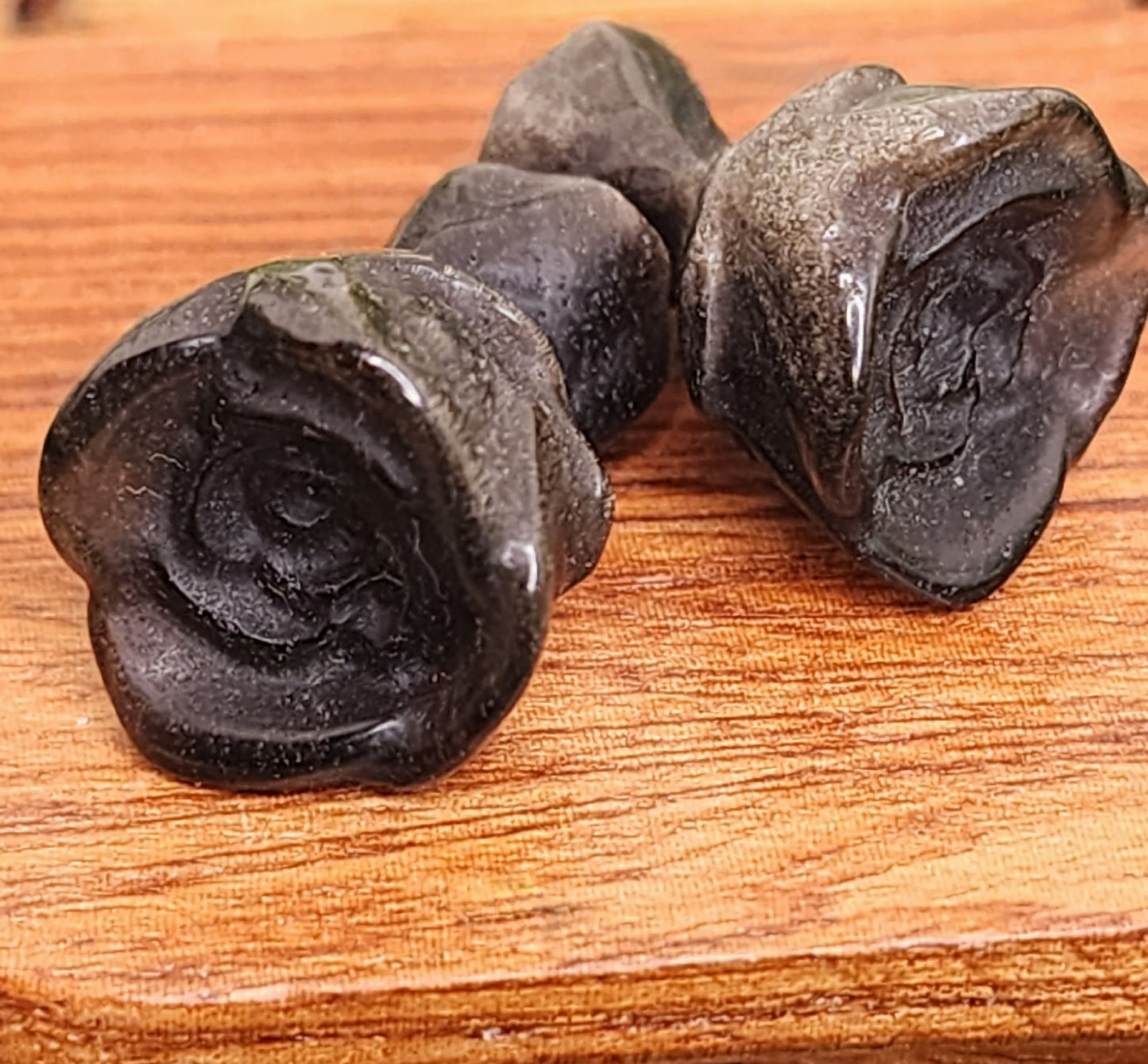 Mini Opalite and Silver Sheen Obsidian Roses 🖤