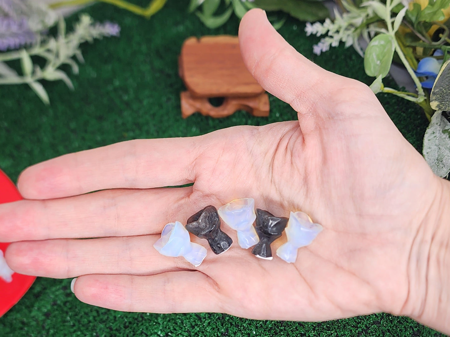 Mini Opalite and Silver Sheen Obsidian Roses 🖤