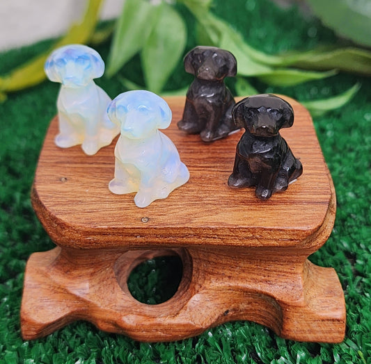 Mini Opalite and Silver Sheen Obsidian Labrador/Retriever Dogs 🦮