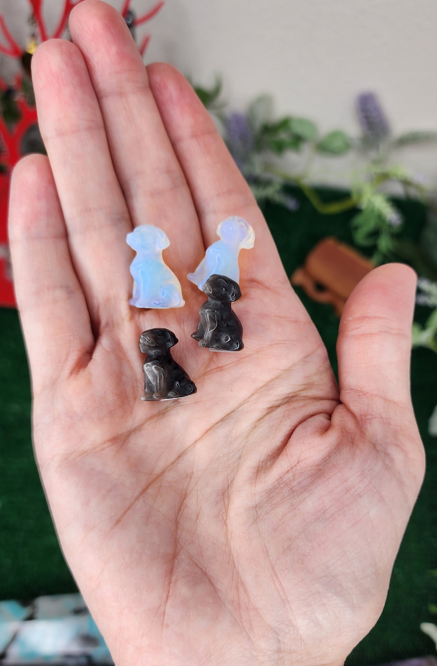 Mini Opalite and Silver Sheen Obsidian Labrador/Retriever Dogs 🦮