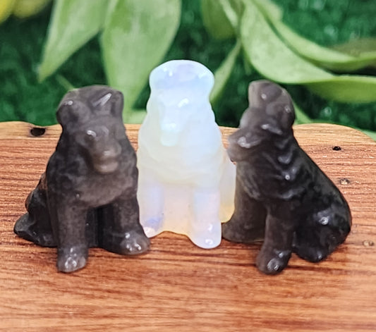 Mini Opalite and Silver Sheen Obsidian Shepherd Dogs 🐕‍🦺