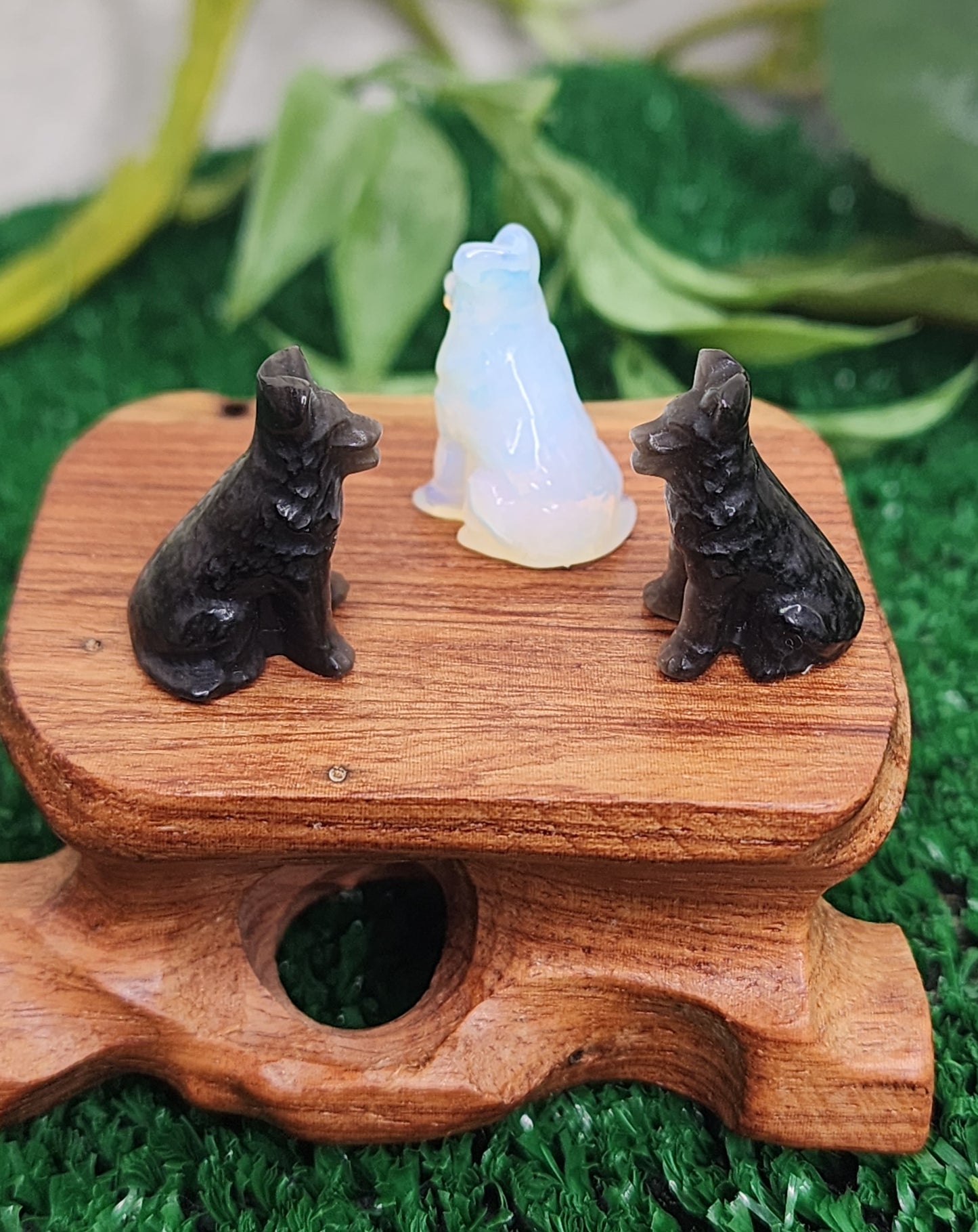 Mini Opalite and Silver Sheen Obsidian Shepherd Dogs 🐕‍🦺