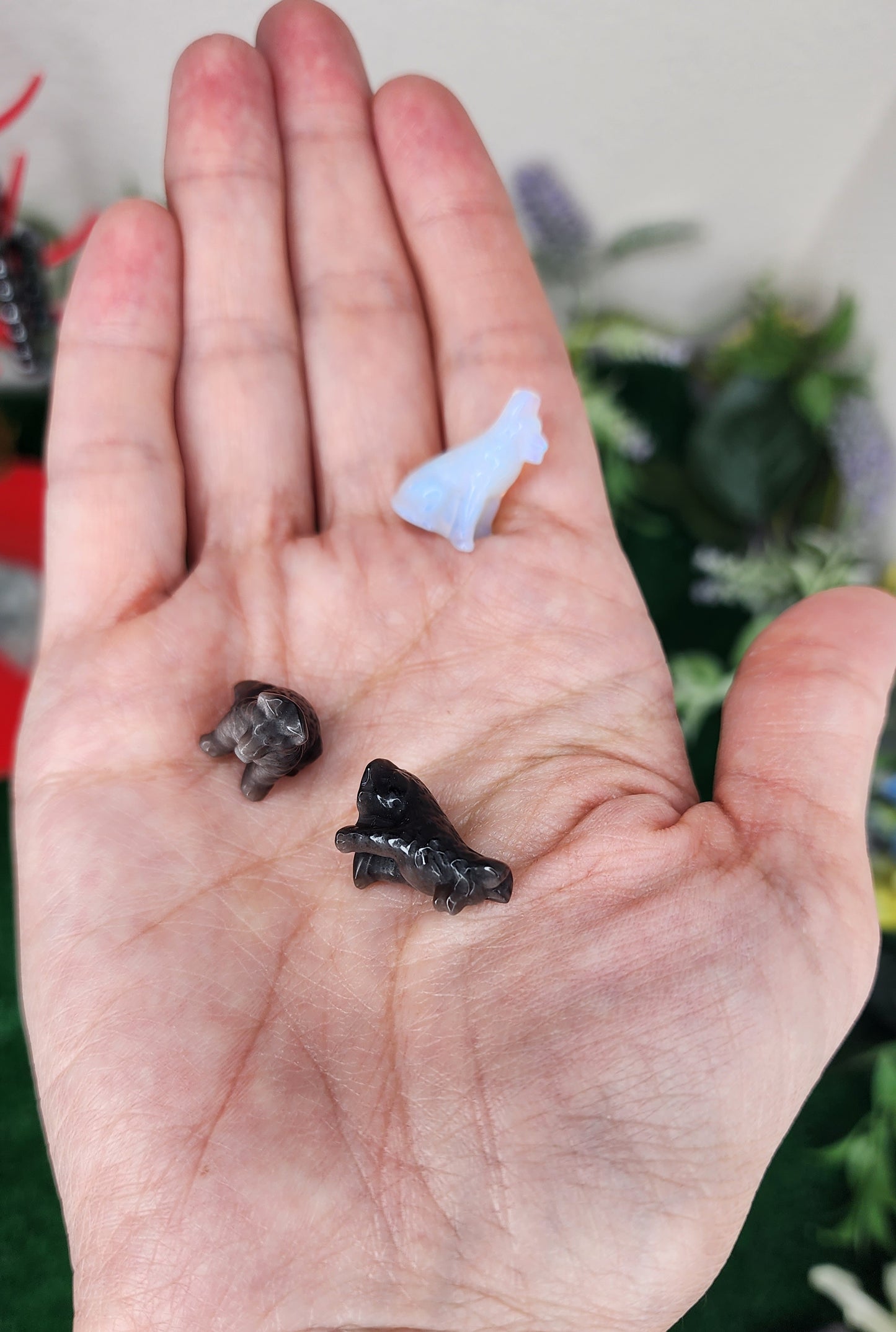 Mini Opalite and Silver Sheen Obsidian Shepherd Dogs 🐕‍🦺
