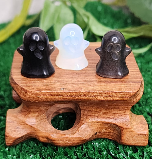 Mini Opalite and Silver Sheen Obsidian Ghosts 👻🖤