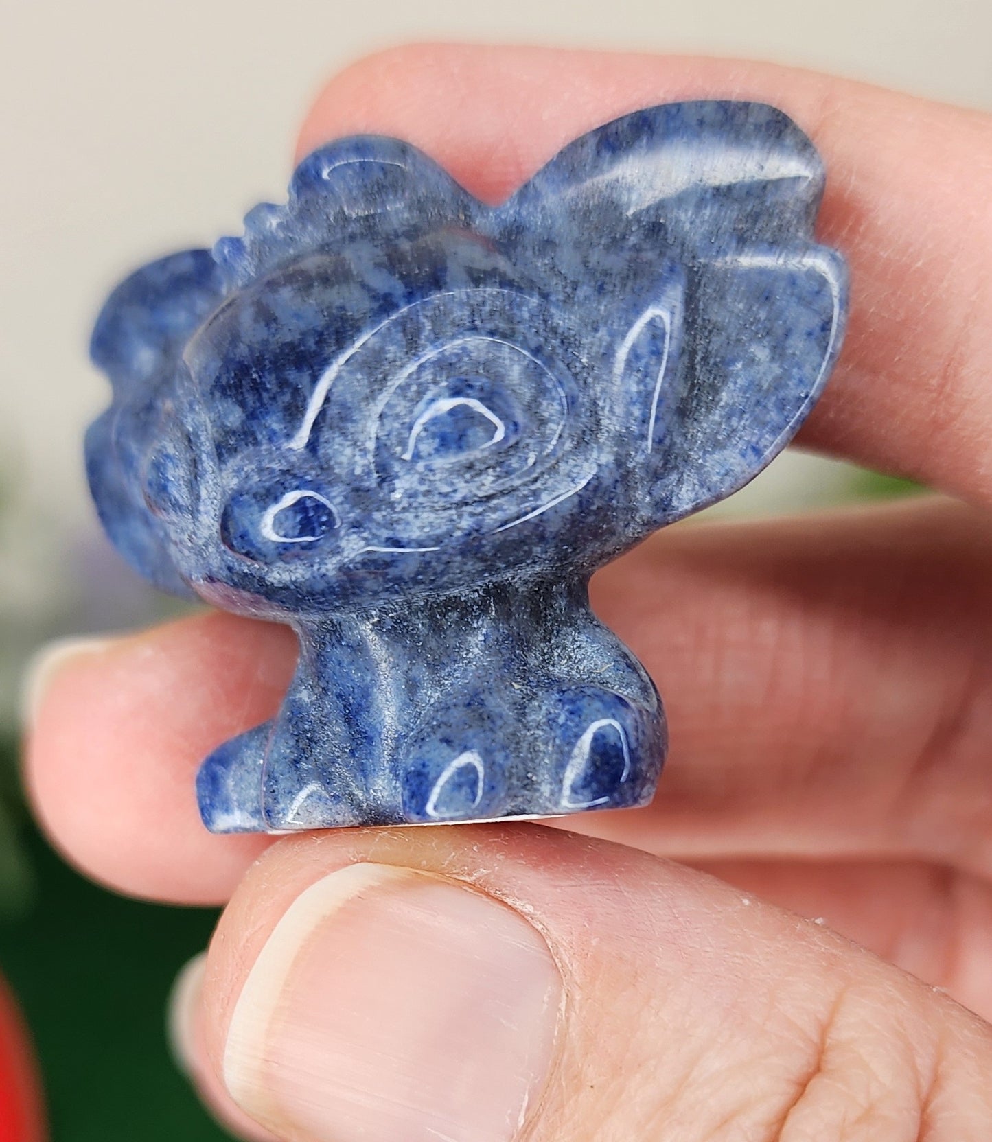 Blue Aventurine 'Stitch' Carvings👾💙