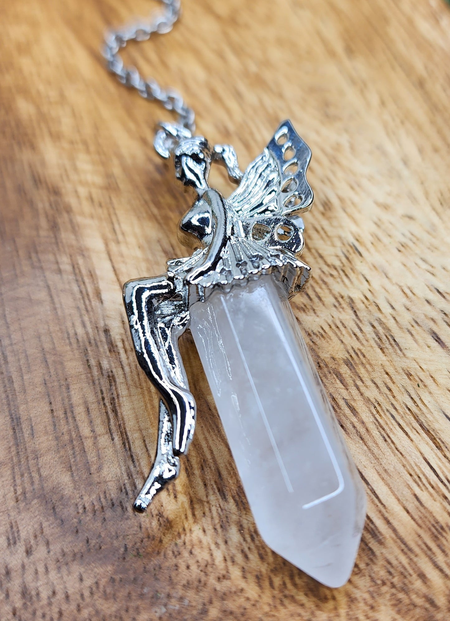Clear Quartz Fairy Pendulum w/ Tourmalined Quartz 🧚‍♀️