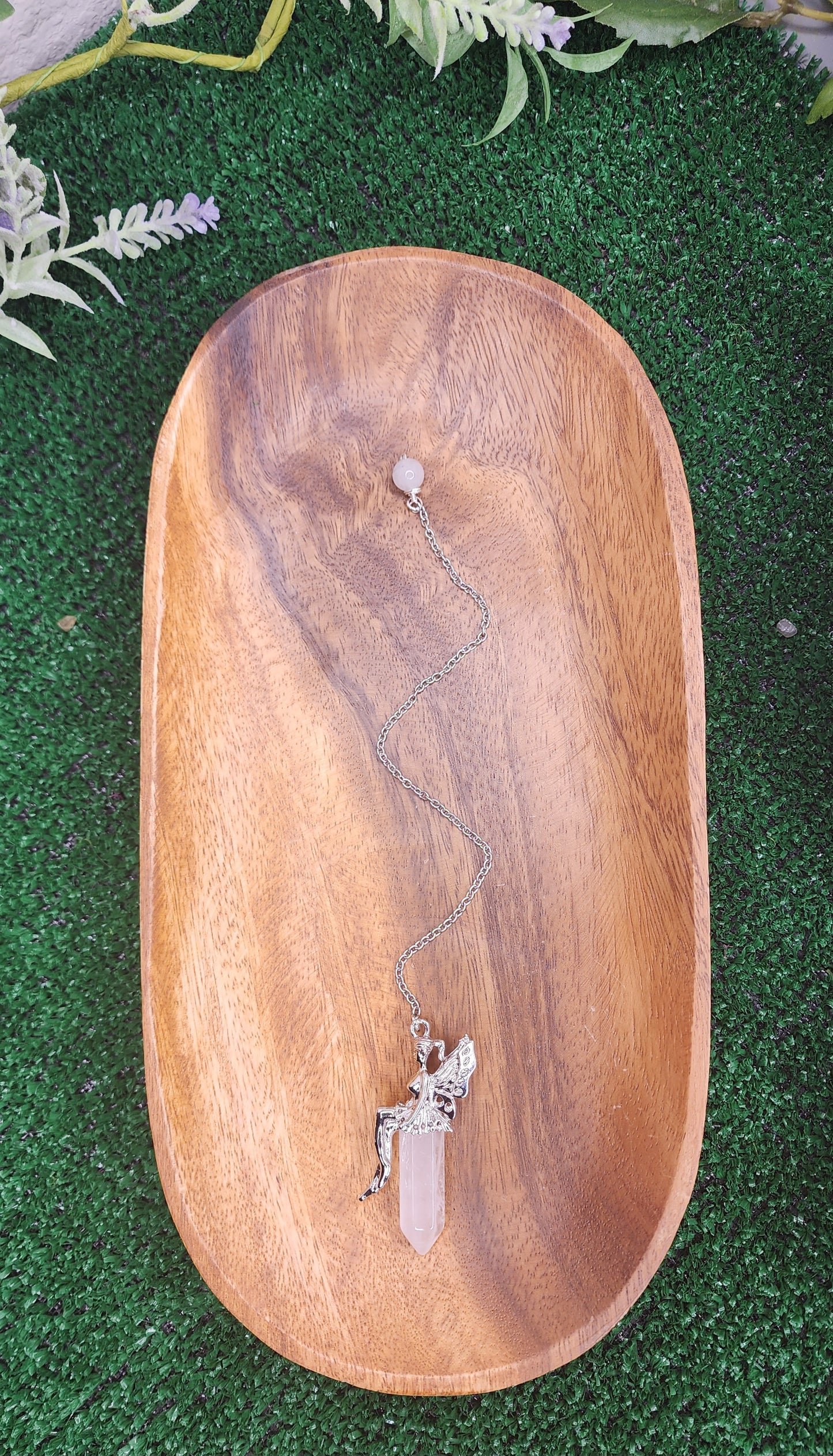 Clear Quartz Fairy Pendulum w/ Tourmalined Quartz 🧚‍♀️
