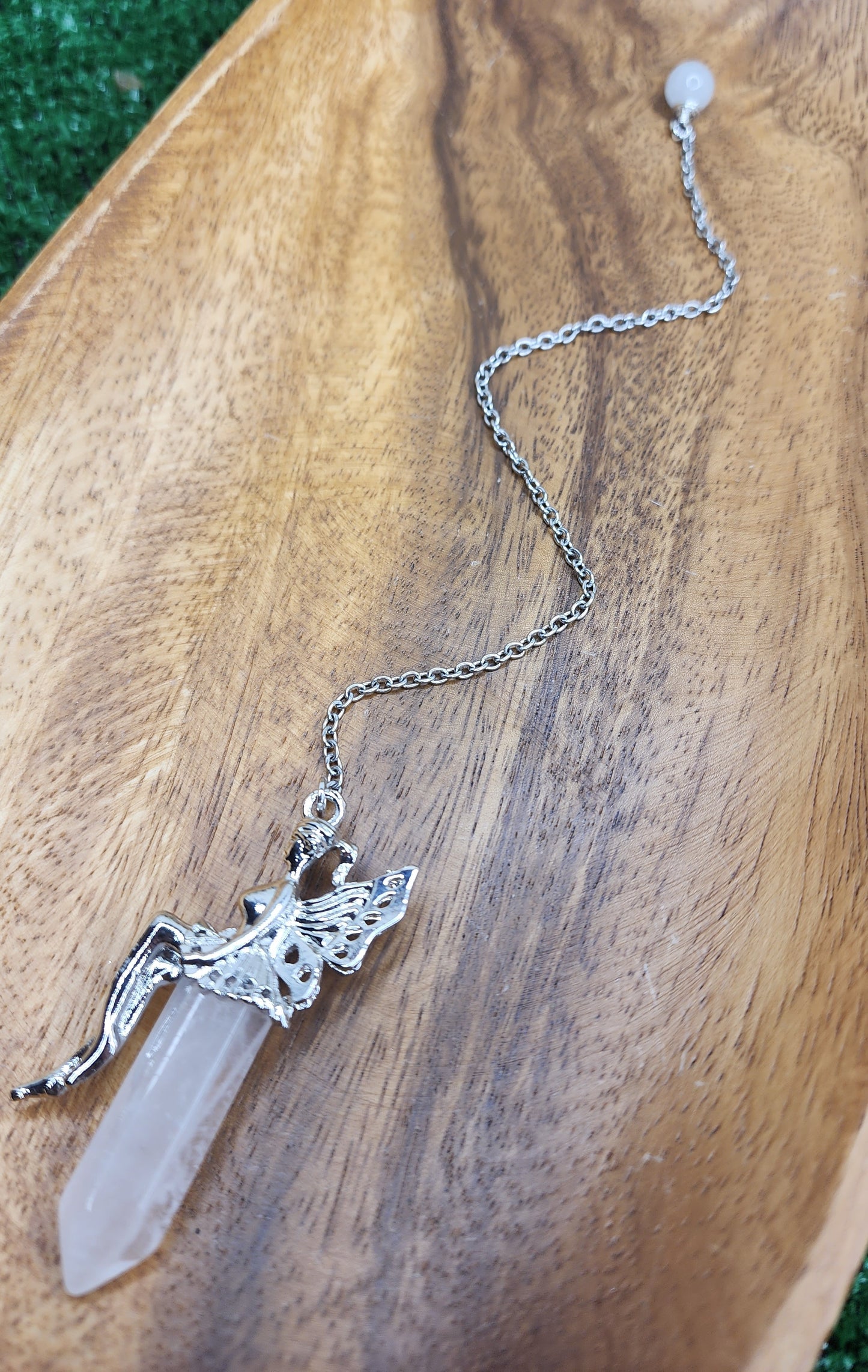 Clear Quartz Fairy Pendulum w/ Tourmalined Quartz 🧚‍♀️