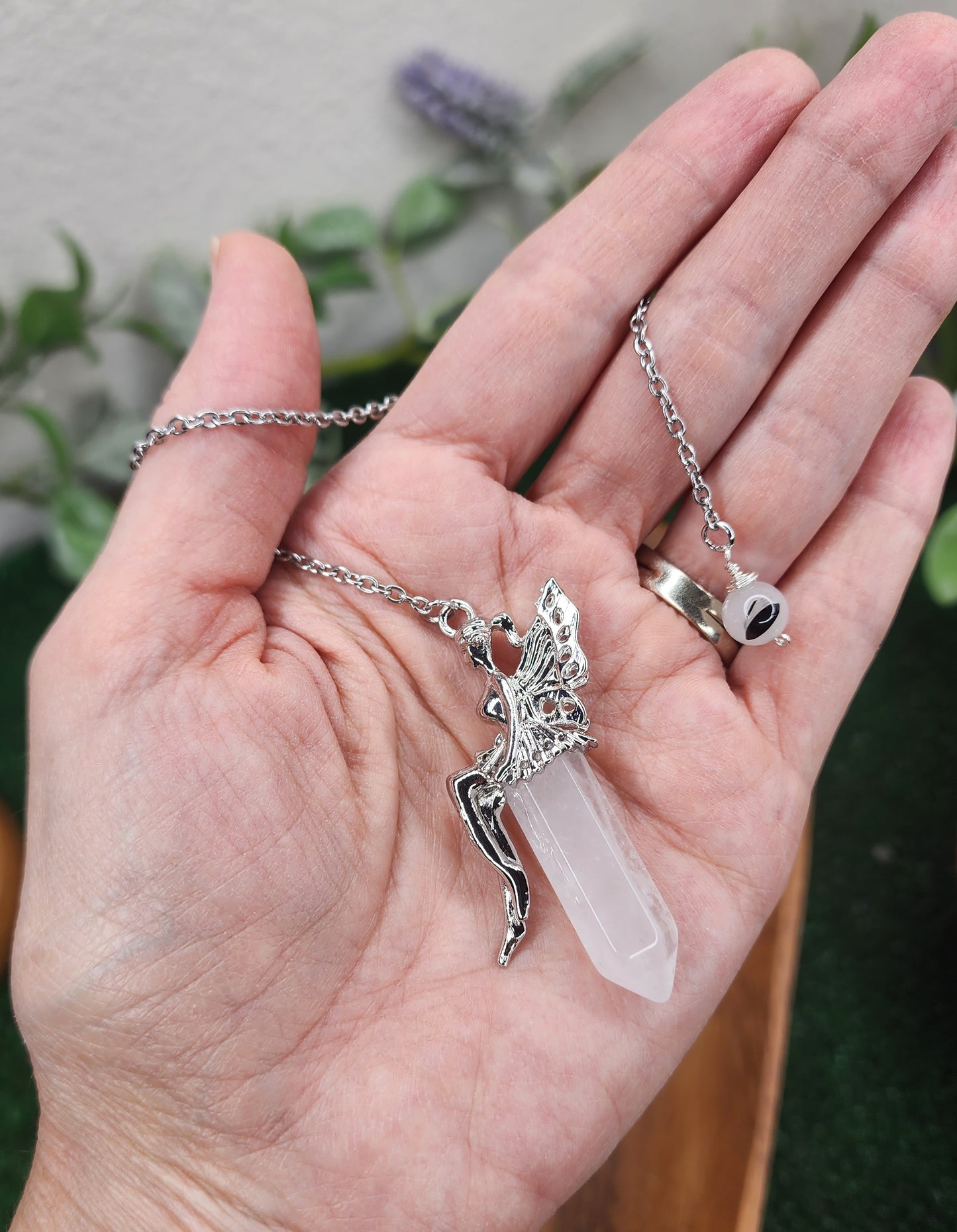 Clear Quartz Fairy Pendulum w/ Tourmalined Quartz 🧚‍♀️