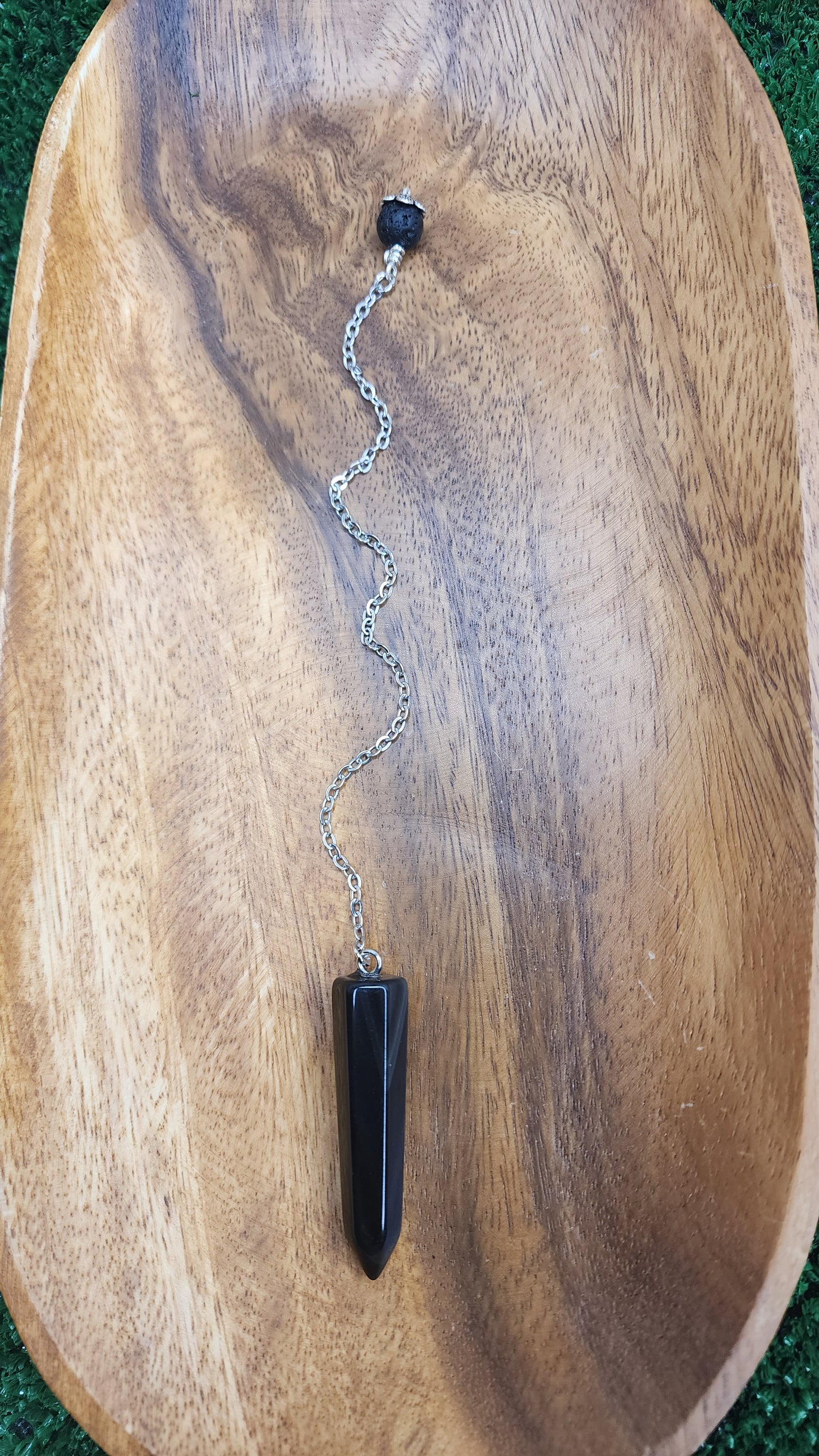 Black Agate Pendulum w/ Lava Stone 🖤