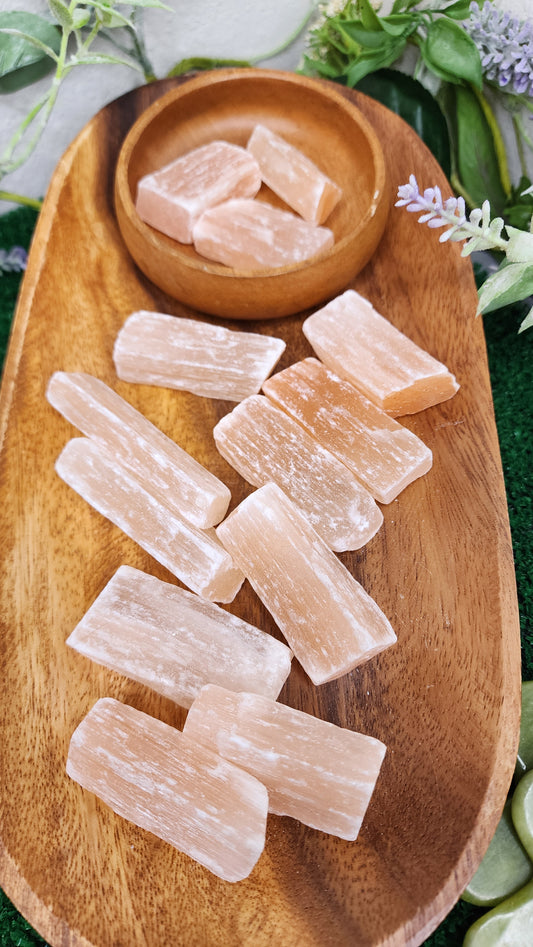 Peach Selenite Wands