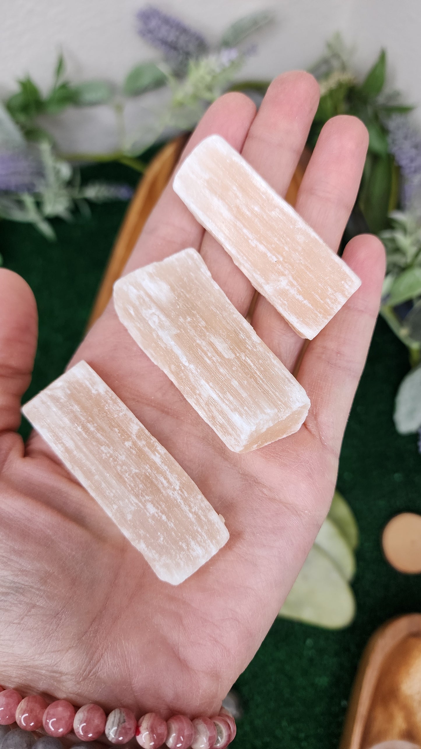 Peach Selenite Wands
