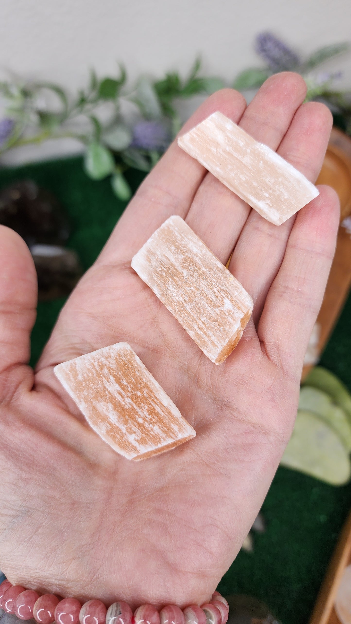 Peach Selenite Wands