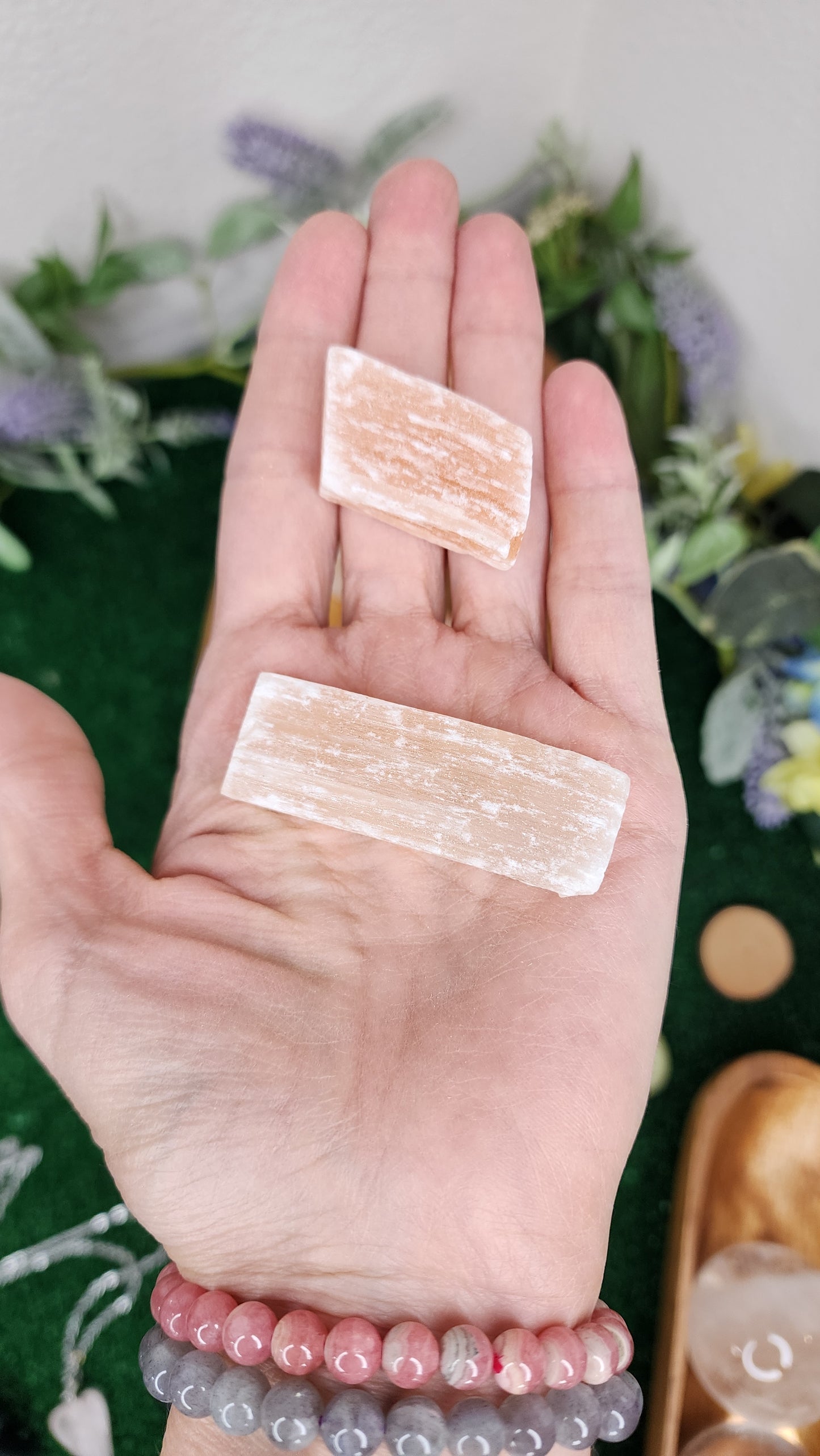 Peach Selenite Wands