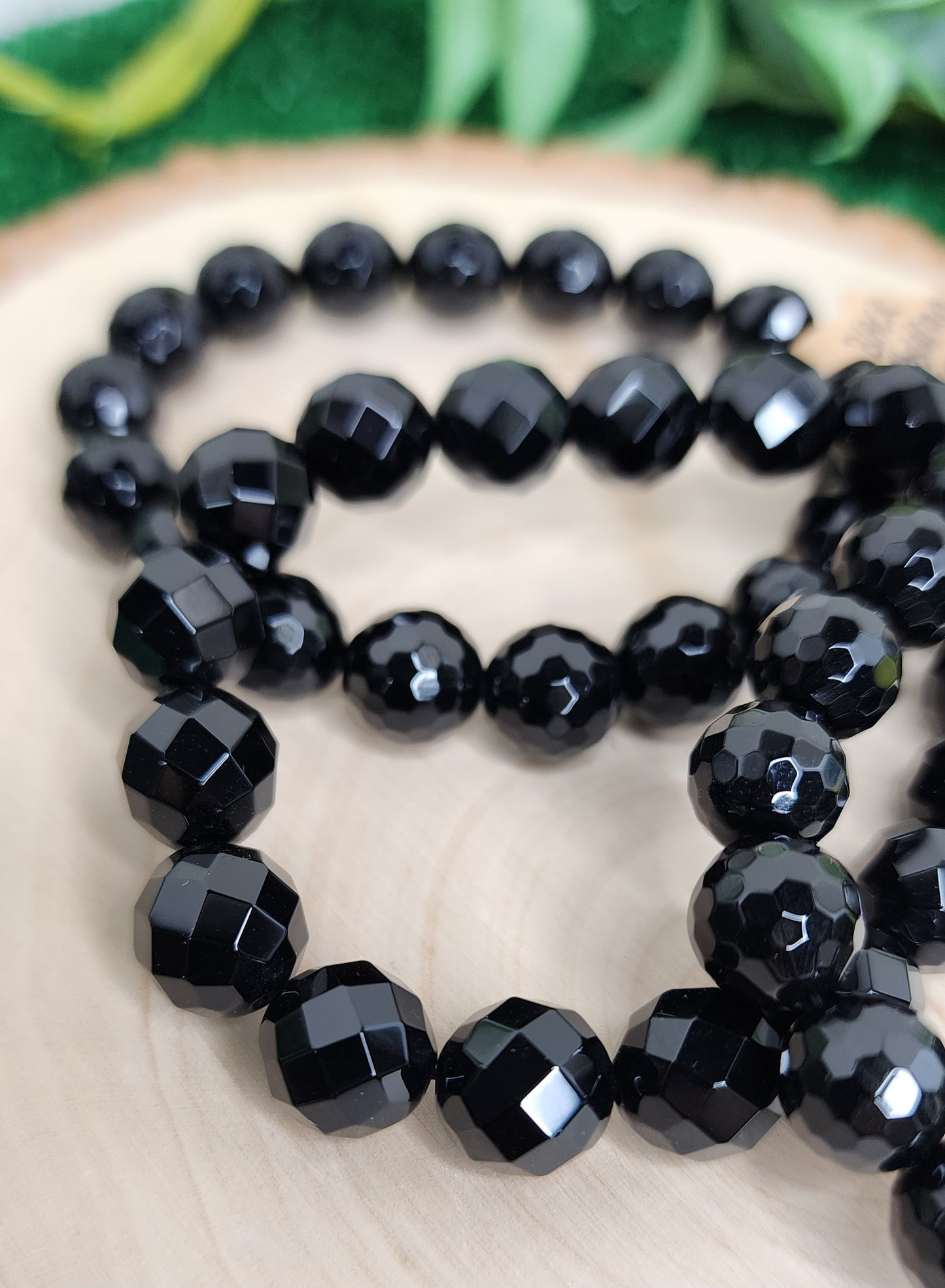 Faceted Black Obsidian Bracelets (10mm)