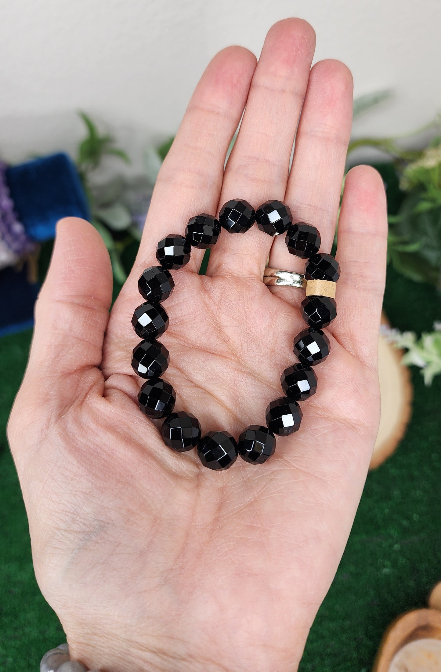 Faceted Black Obsidian Bracelets (10mm)