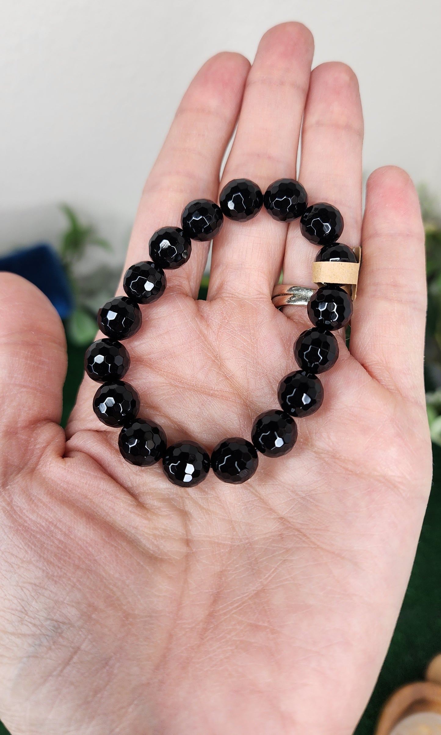 Faceted Black Obsidian Bracelets (10mm)