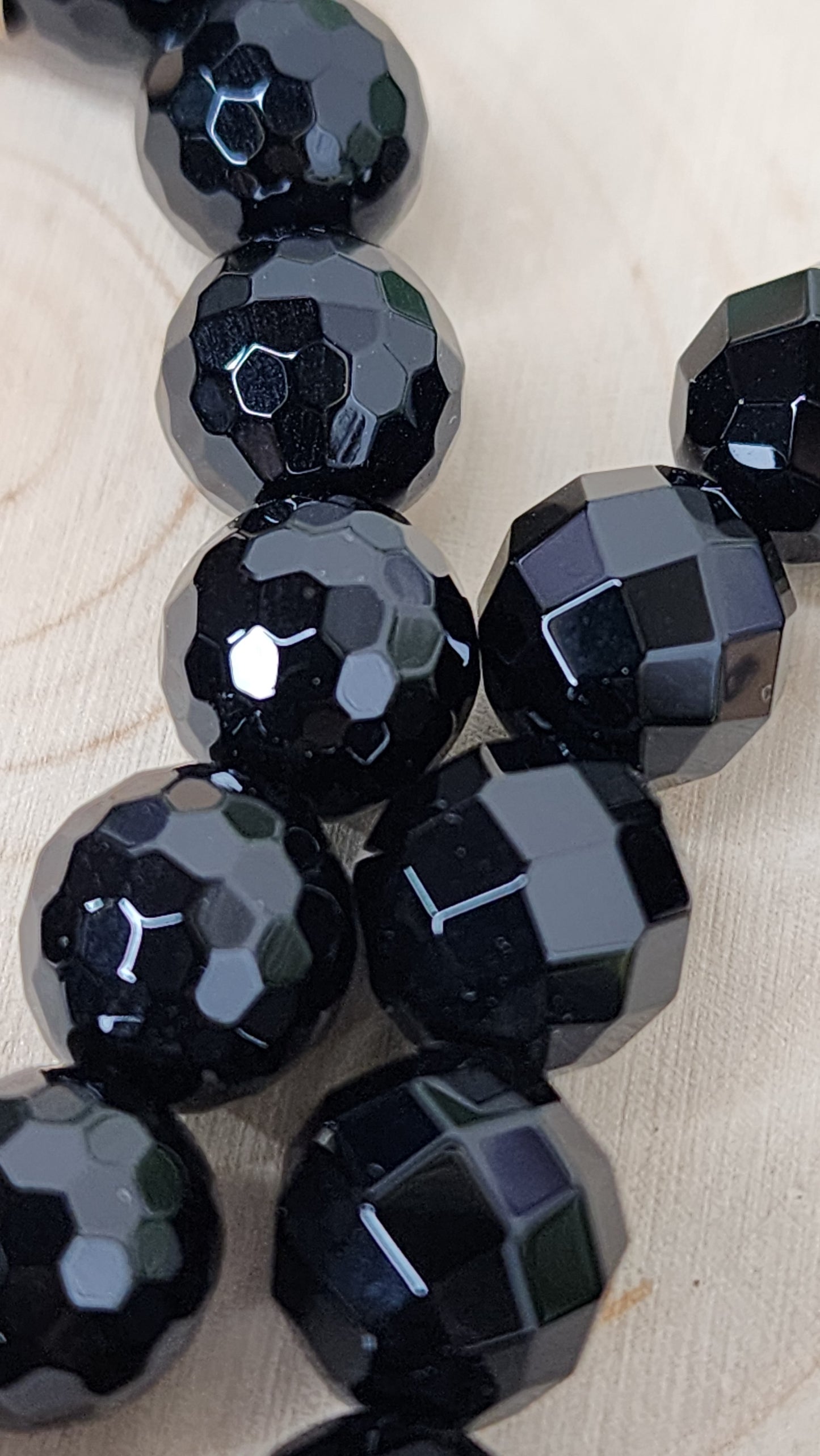 Faceted Black Obsidian Bracelets (10mm)
