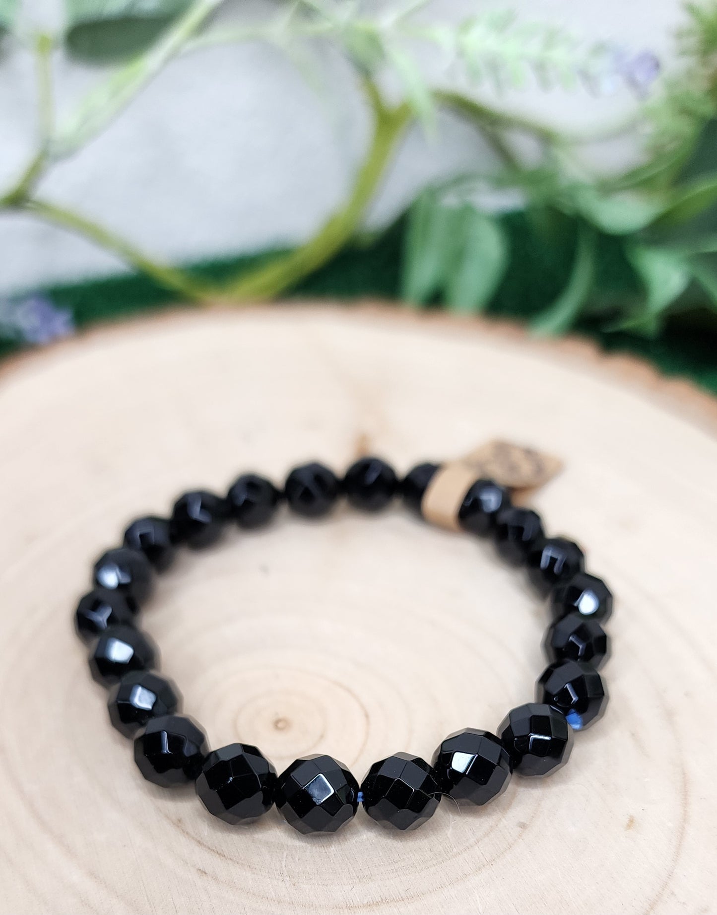 Faceted Black Obsidian Bracelet (8mm)
