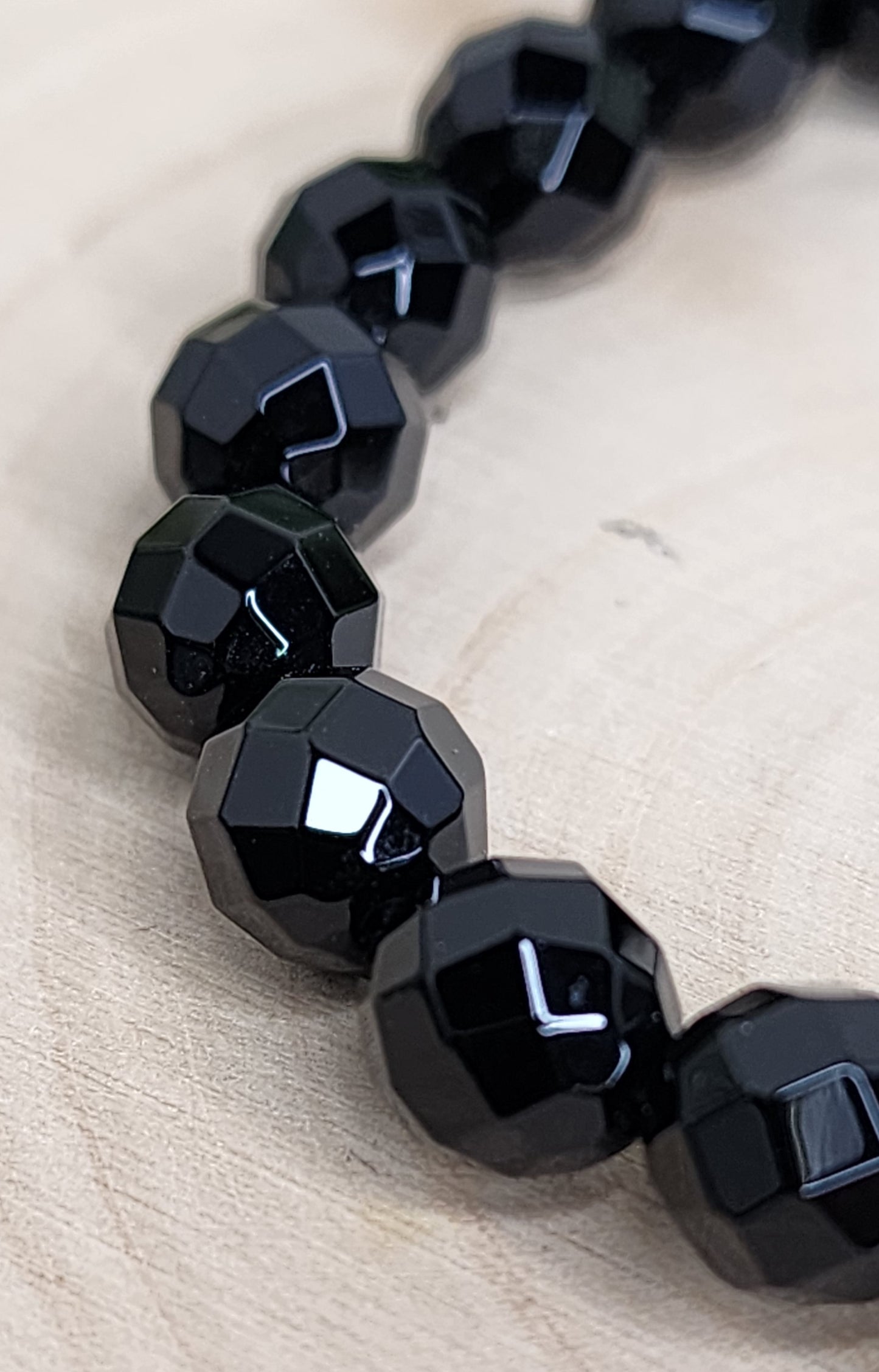 Faceted Black Obsidian Bracelet (8mm)
