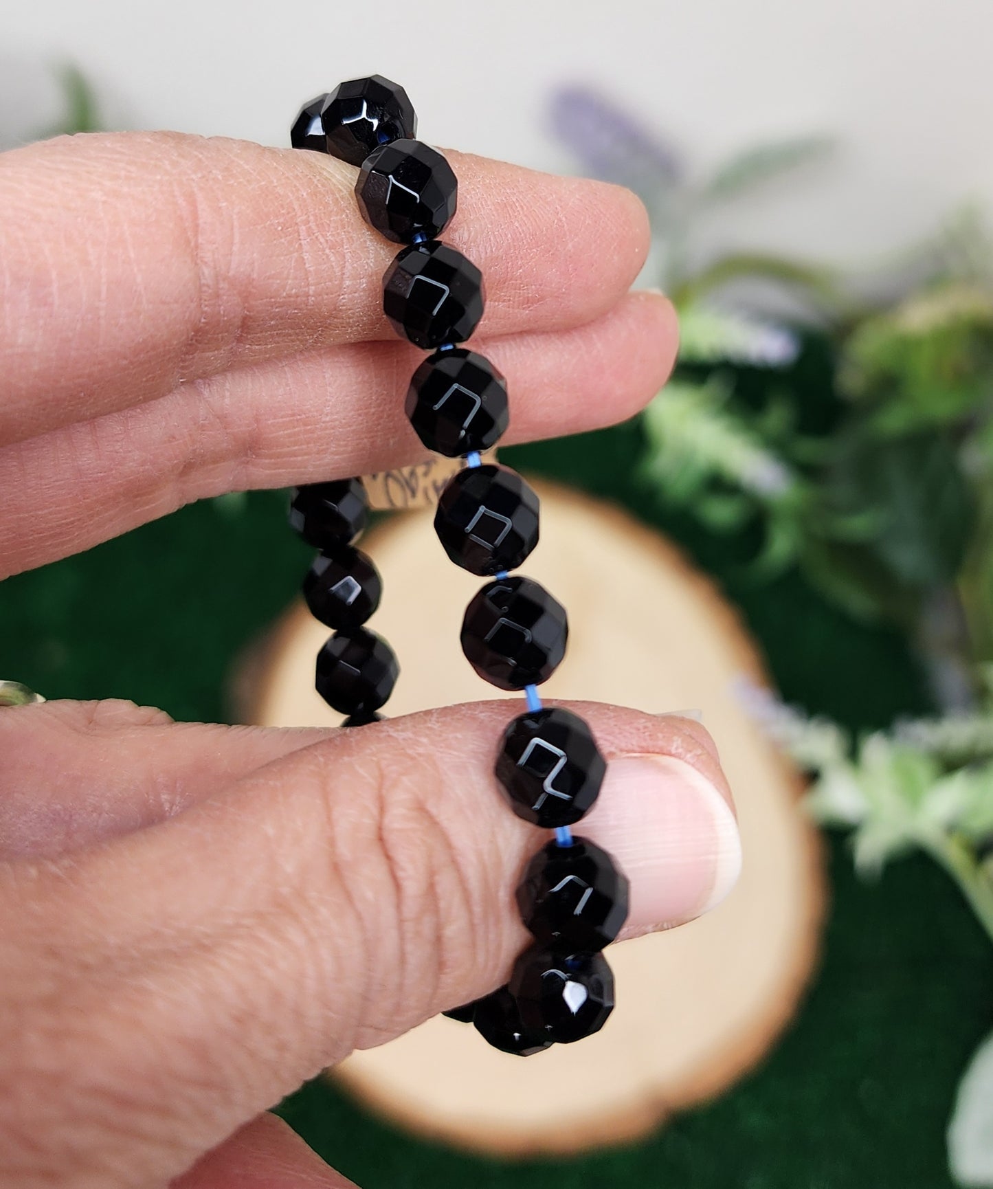 Faceted Black Obsidian Bracelet (8mm)