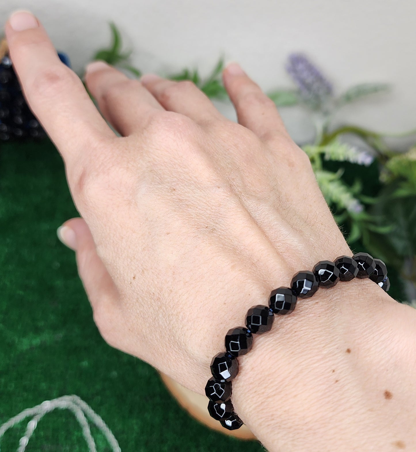 Faceted Black Obsidian Bracelet (8mm)