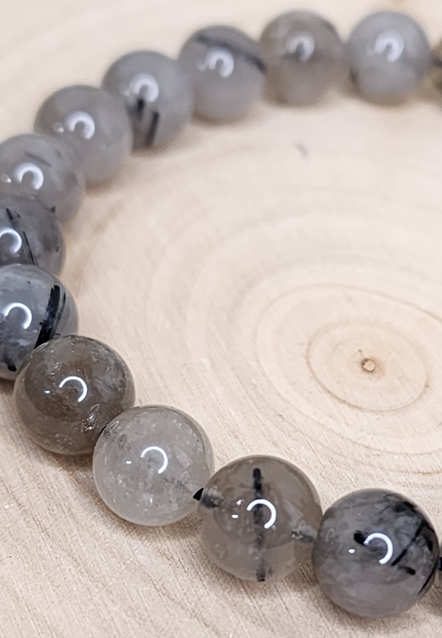 Smoky Tourmalined Quartz Beaded Bracelets (8mm)
