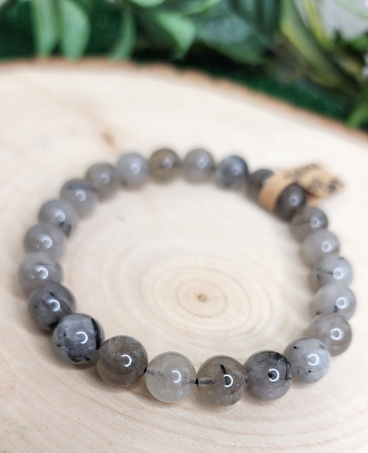 Smoky Tourmalined Quartz Beaded Bracelets (8mm)