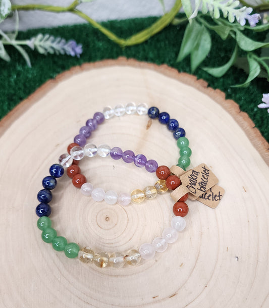 Colorful Rainbow Chakra Beaded Bracelets (6mm)