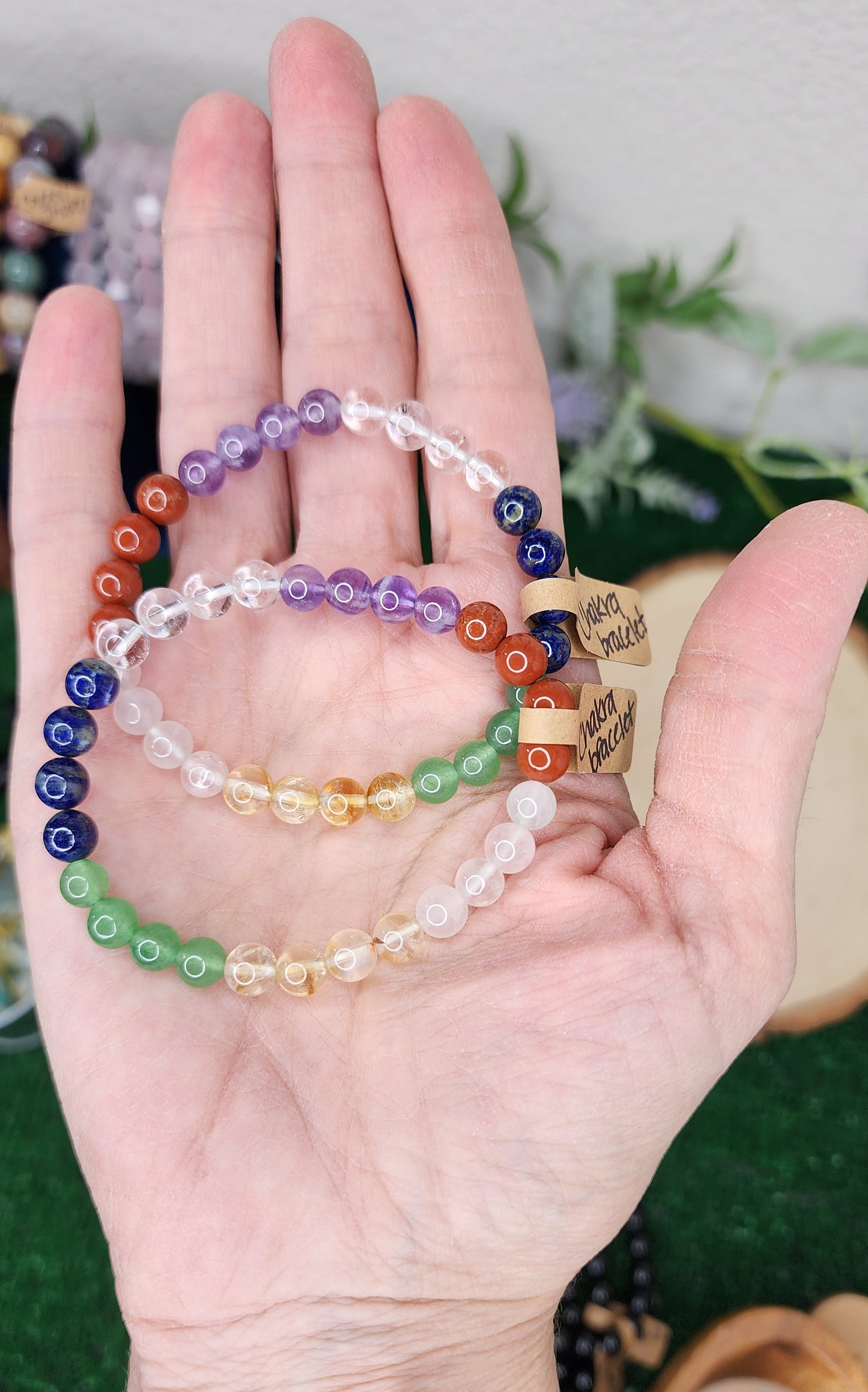 Colorful Rainbow Chakra Beaded Bracelets (6mm)
