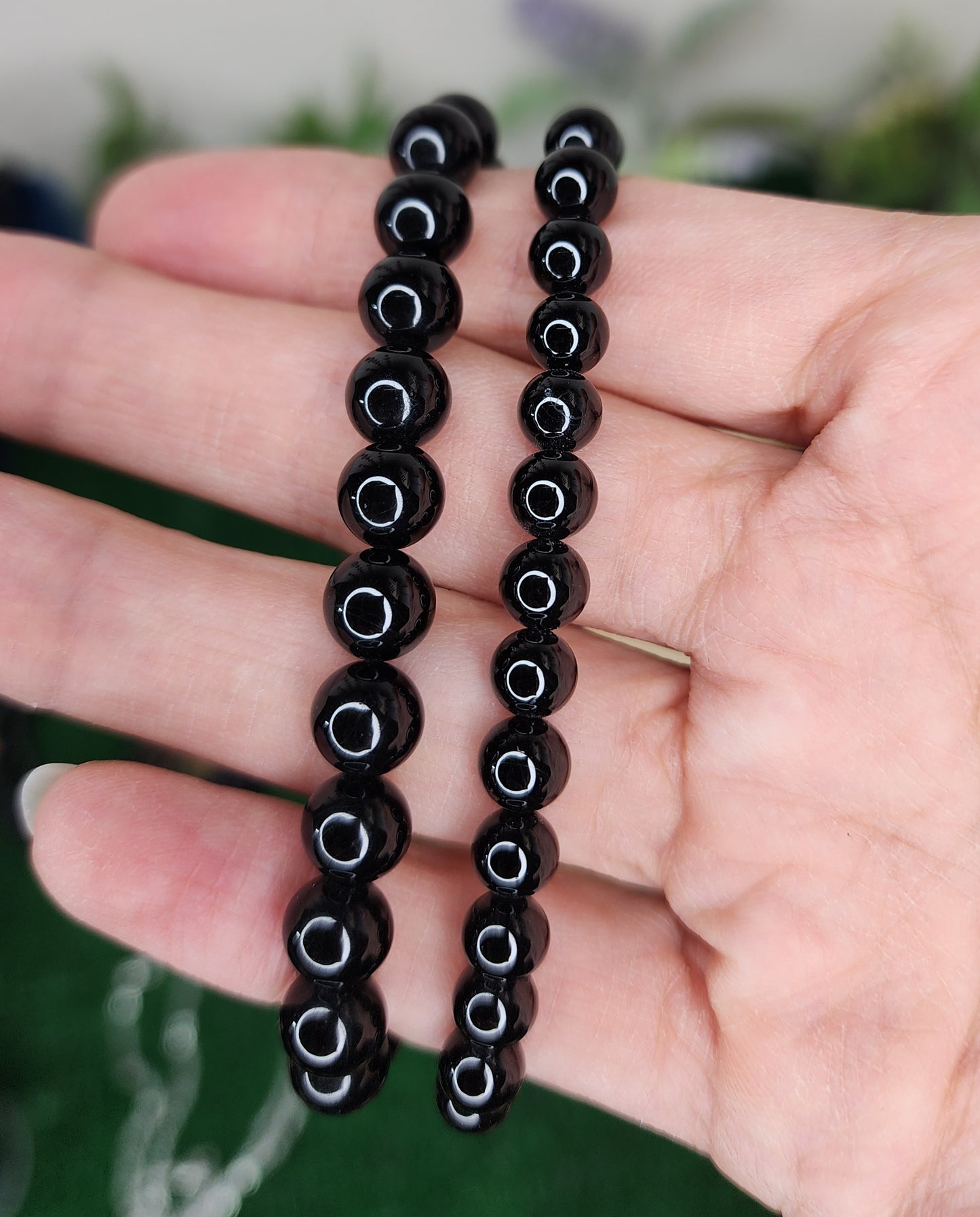 Black Tourmaline Beaded Bracelets (6mm and 8mm)