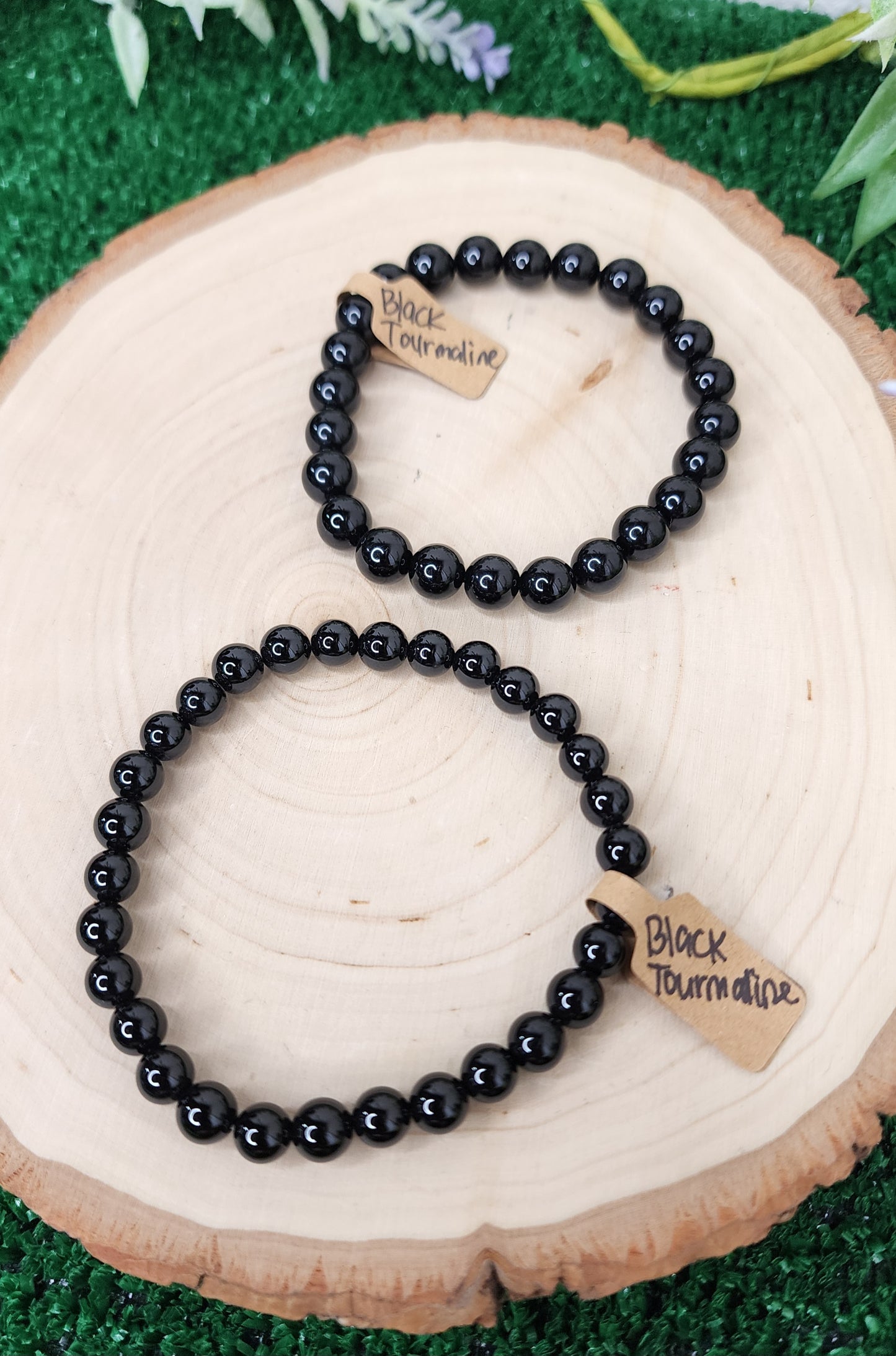 Black Tourmaline Beaded Bracelets (6mm and 8mm)