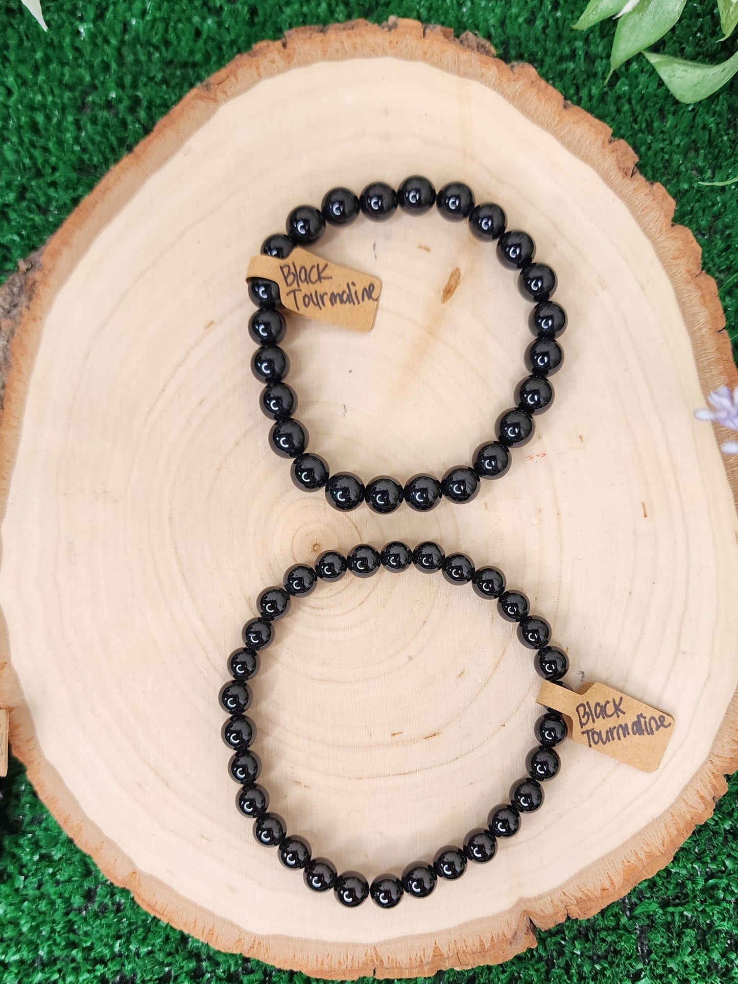 Black Tourmaline Beaded Bracelets (6mm and 8mm)