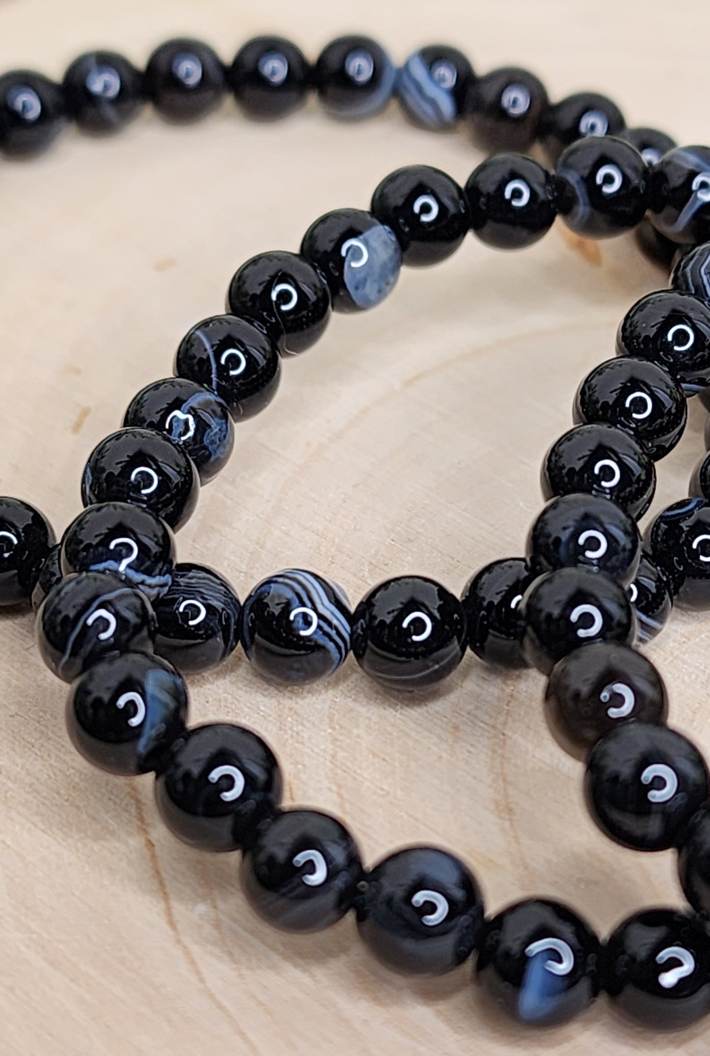 Black Agate Beaded Bracelets (6mm)