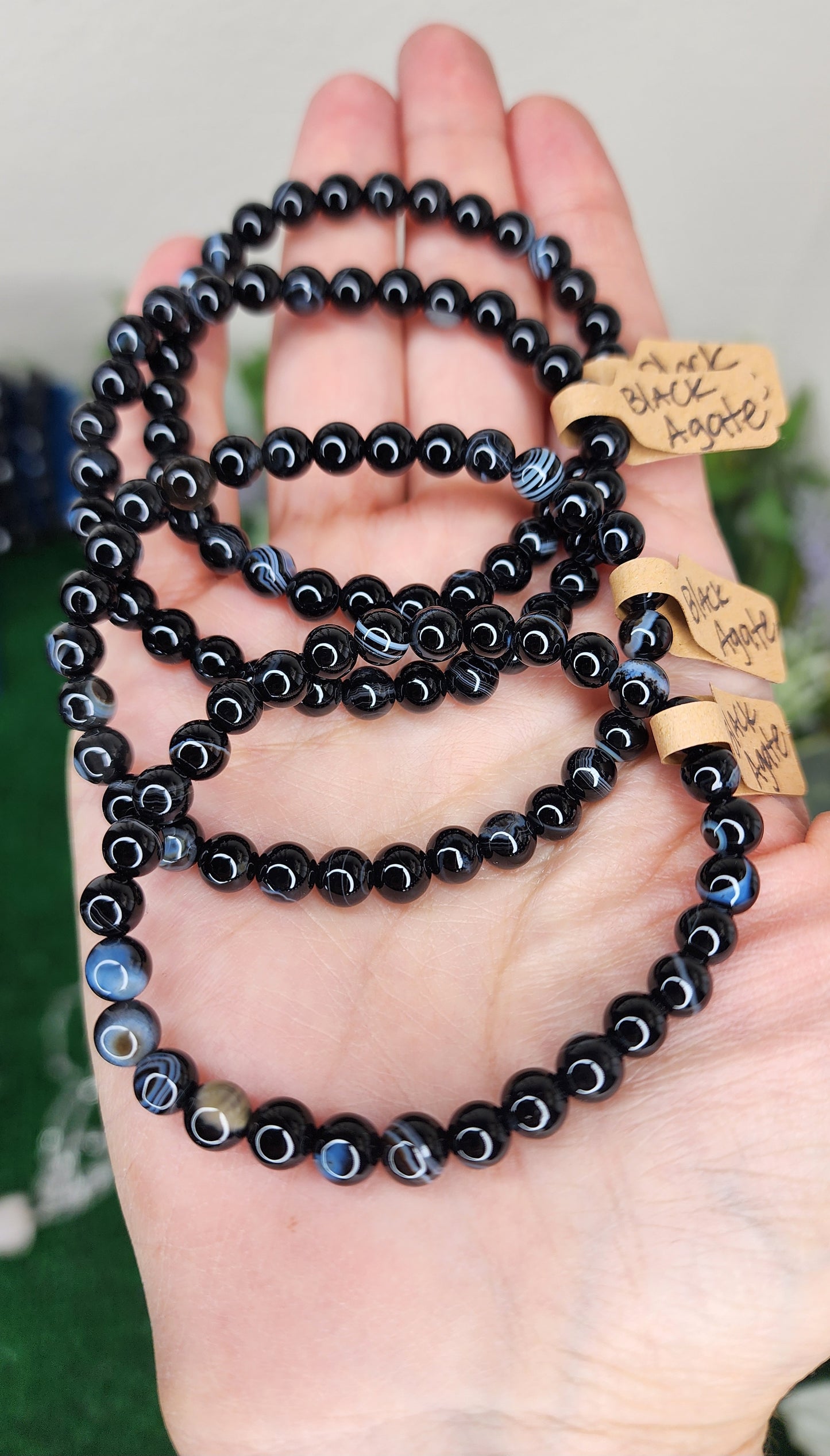 Black Agate Beaded Bracelets (6mm)