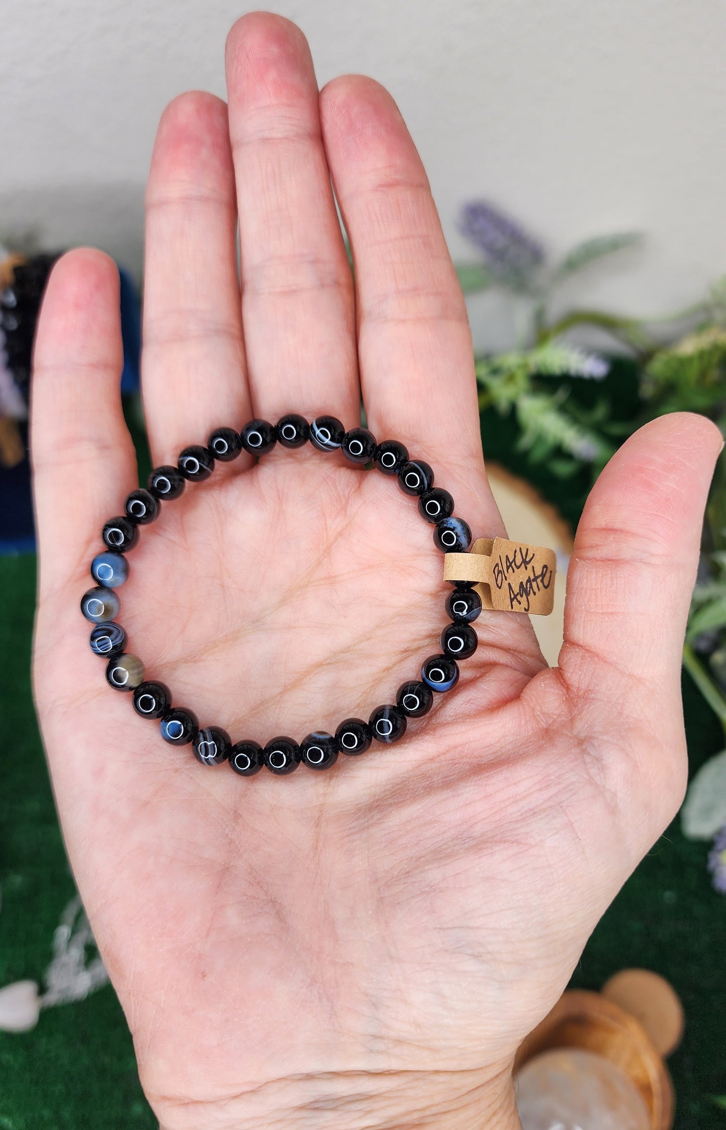 Black Agate Beaded Bracelets (6mm)