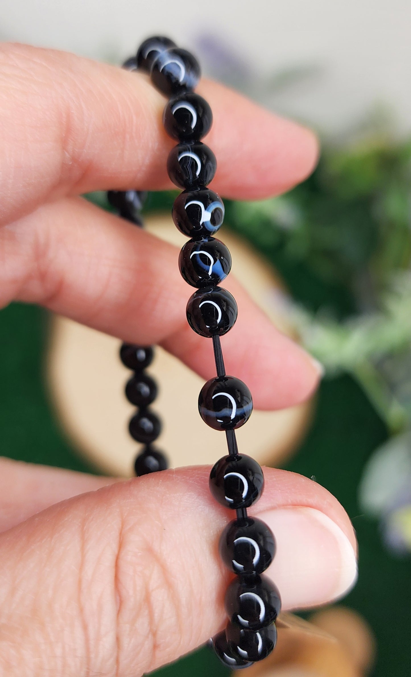 Black Agate Beaded Bracelets (6mm)