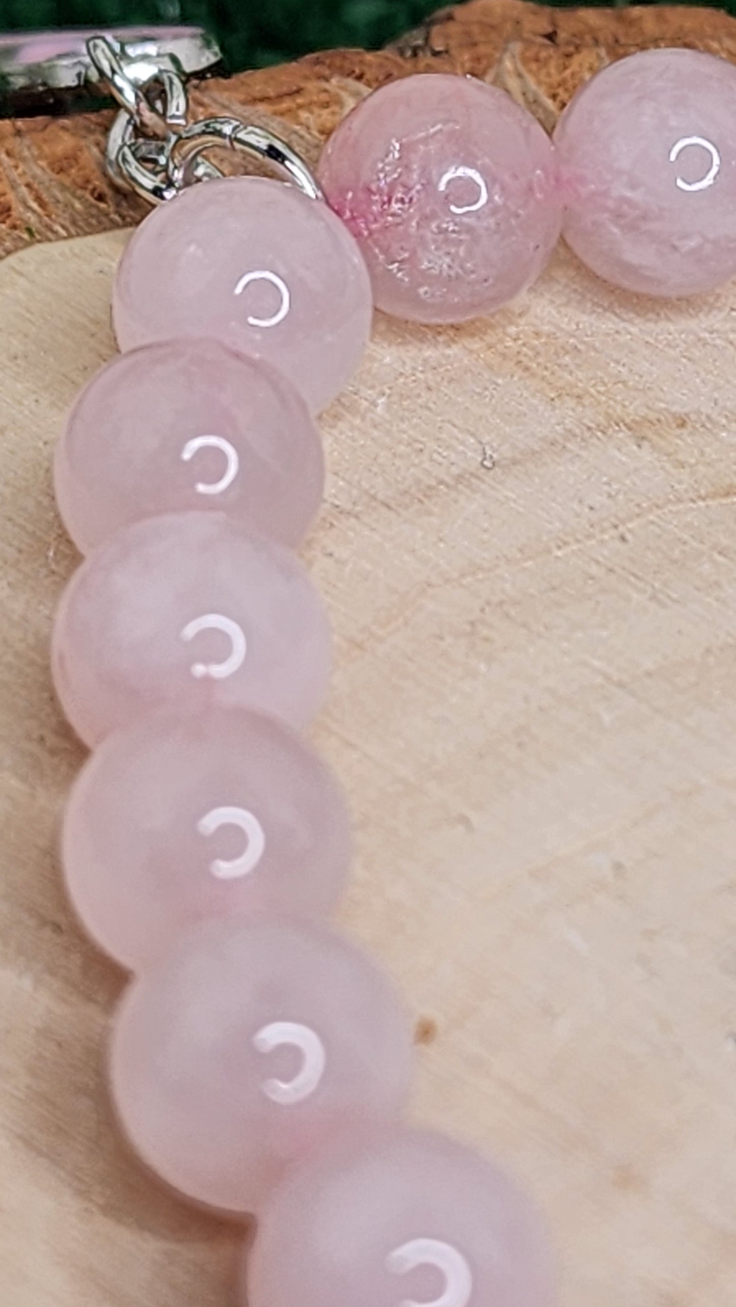 Pink Chalcedony Beaded Bracelets (8mm) w/ Breast Cancer Awareness Charm
