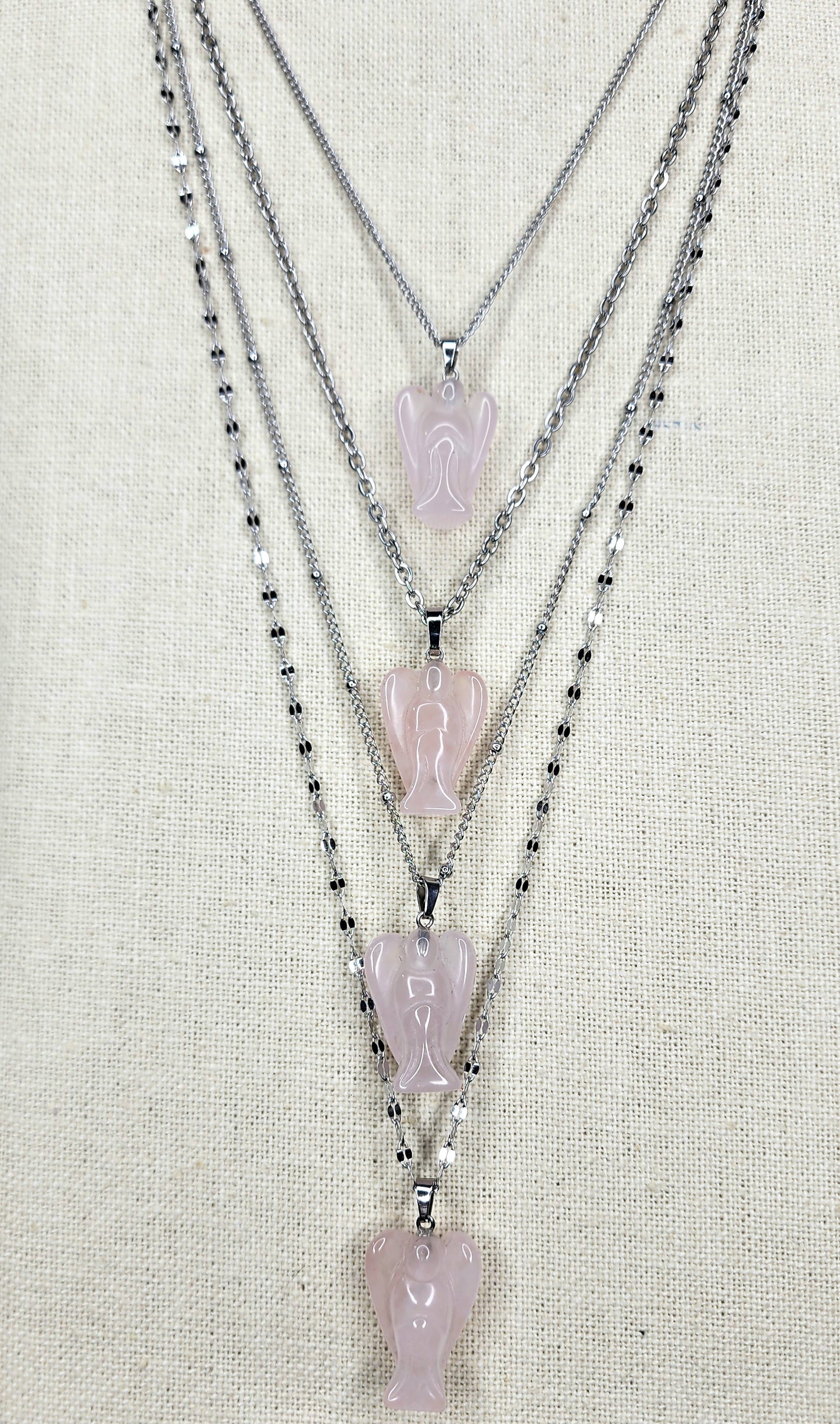Rose Quartz Angel Necklaces