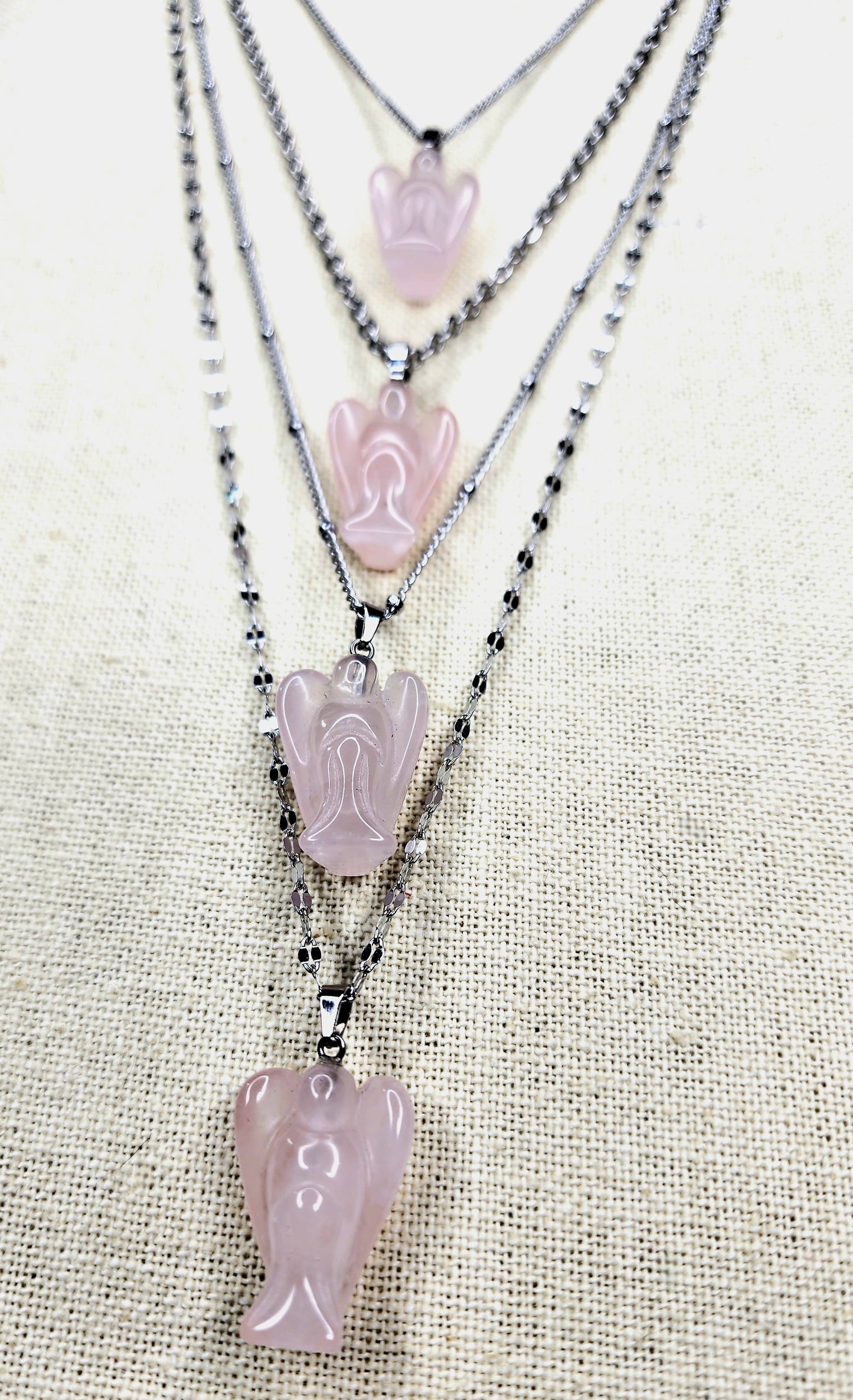 Rose Quartz Angel Necklaces