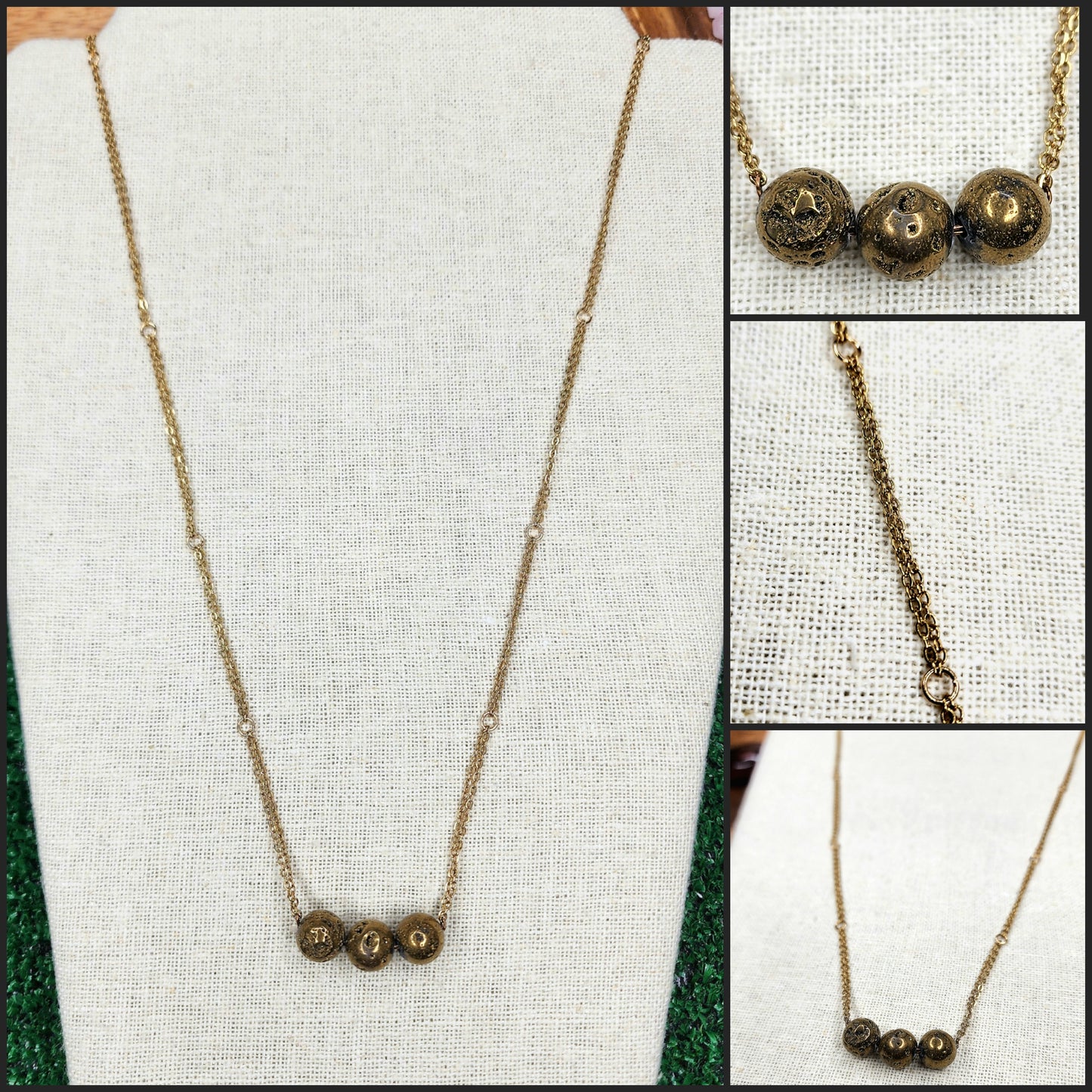The Gardenia Style Necklace with Golden Druzy Agate