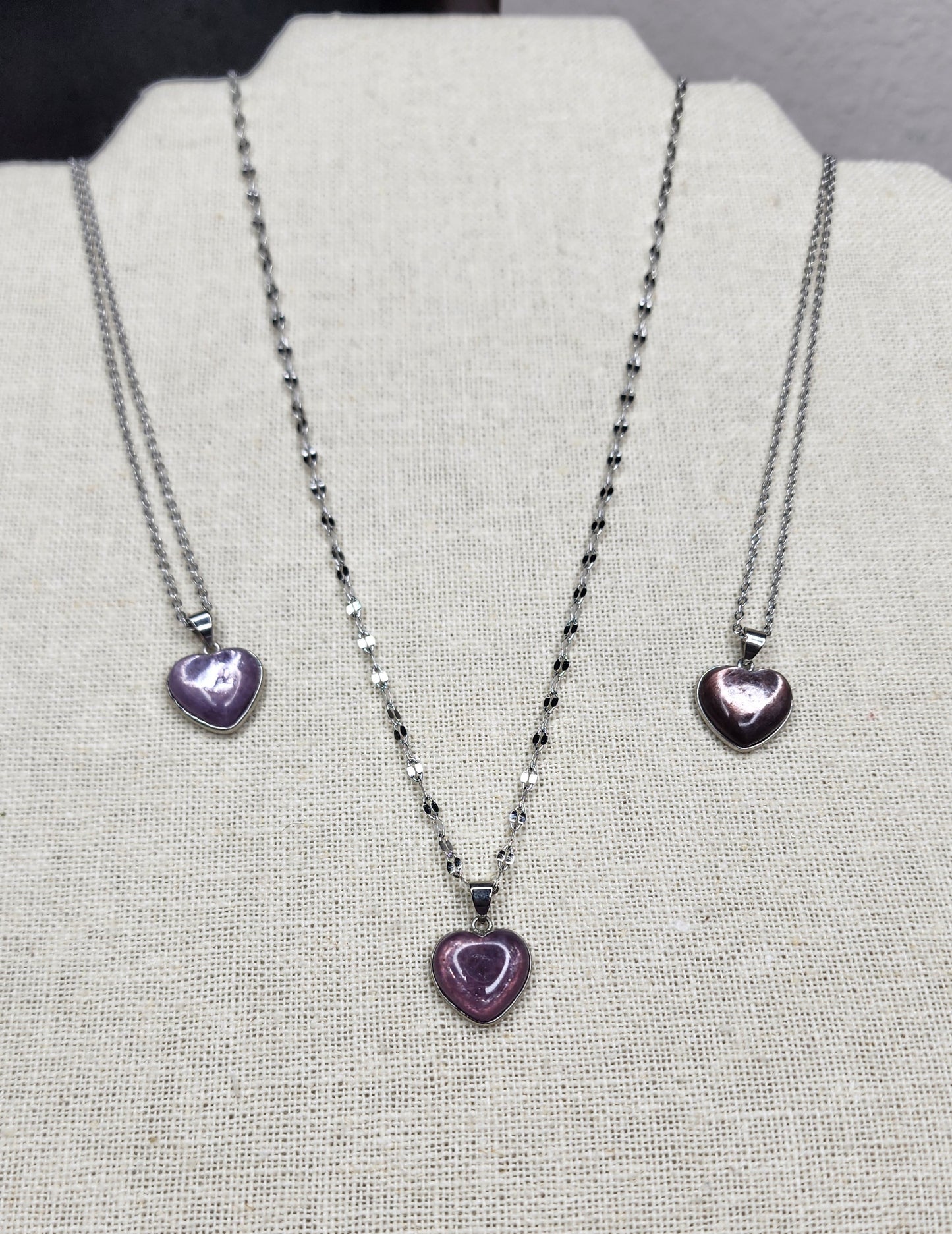 Lepidolite Heart Necklaces