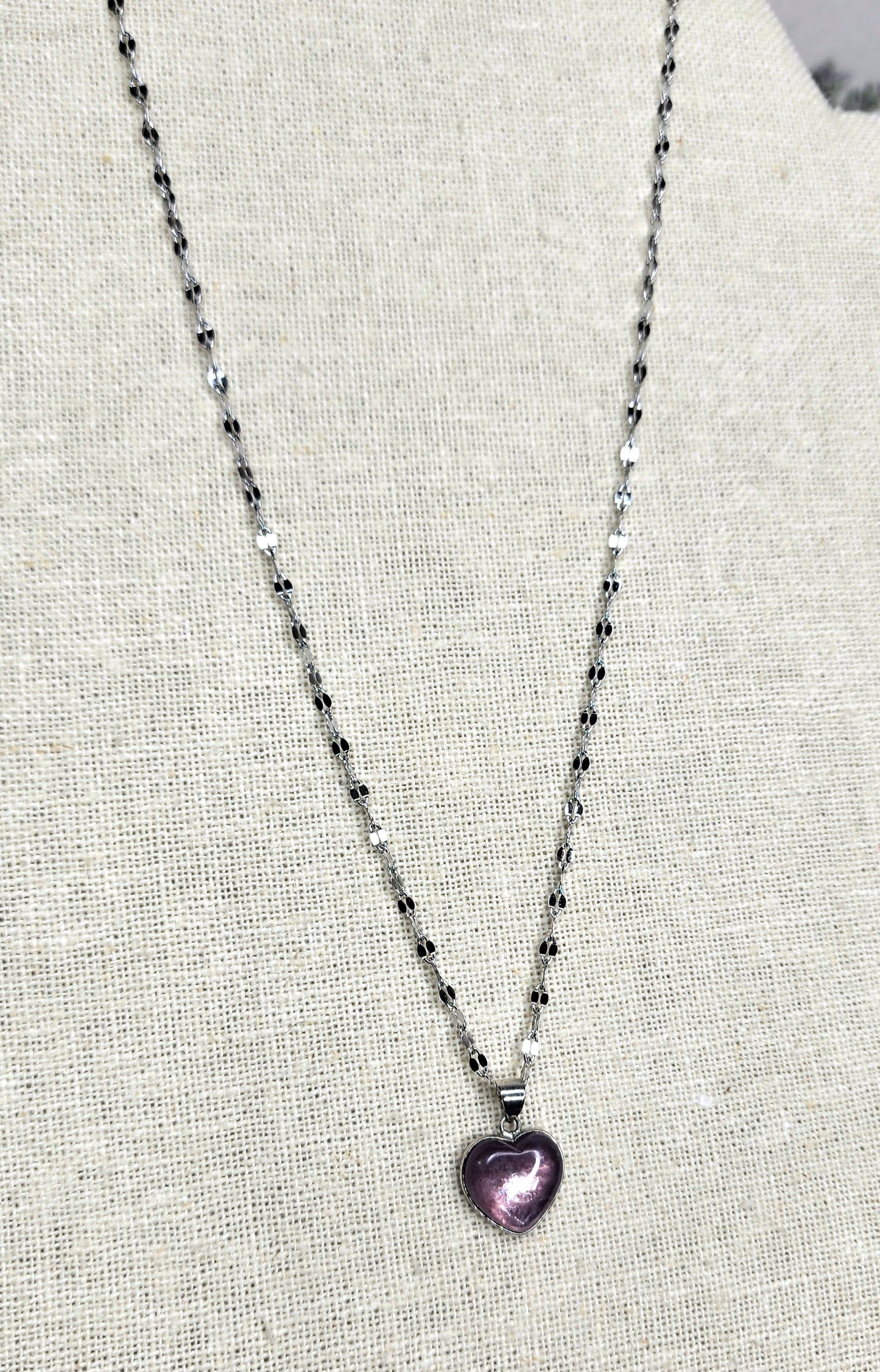 Lepidolite Heart Necklaces