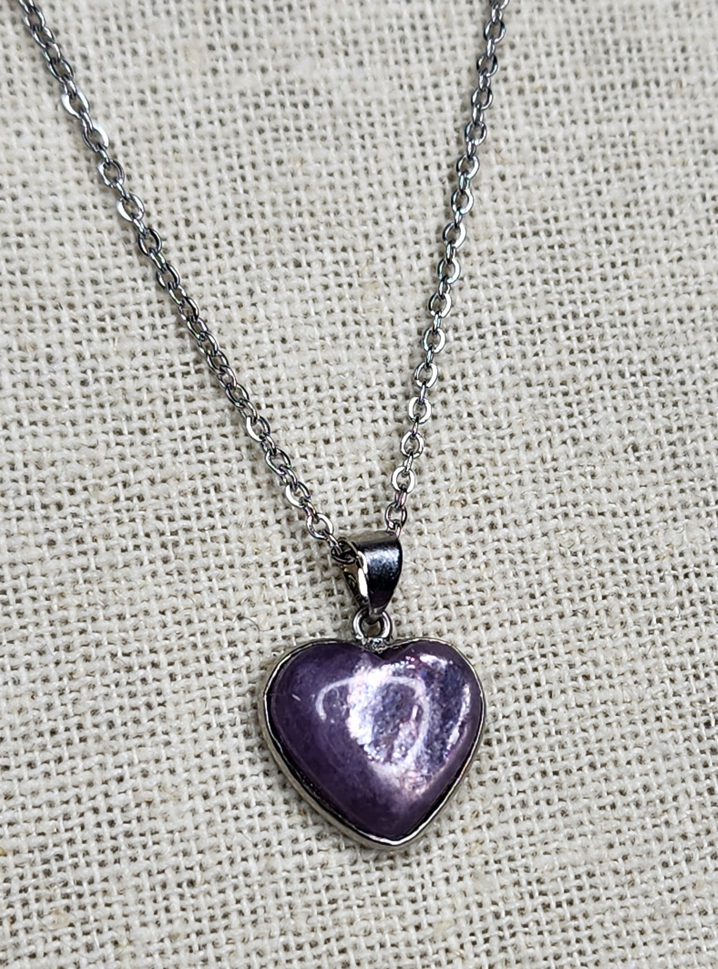 Lepidolite Heart Necklaces