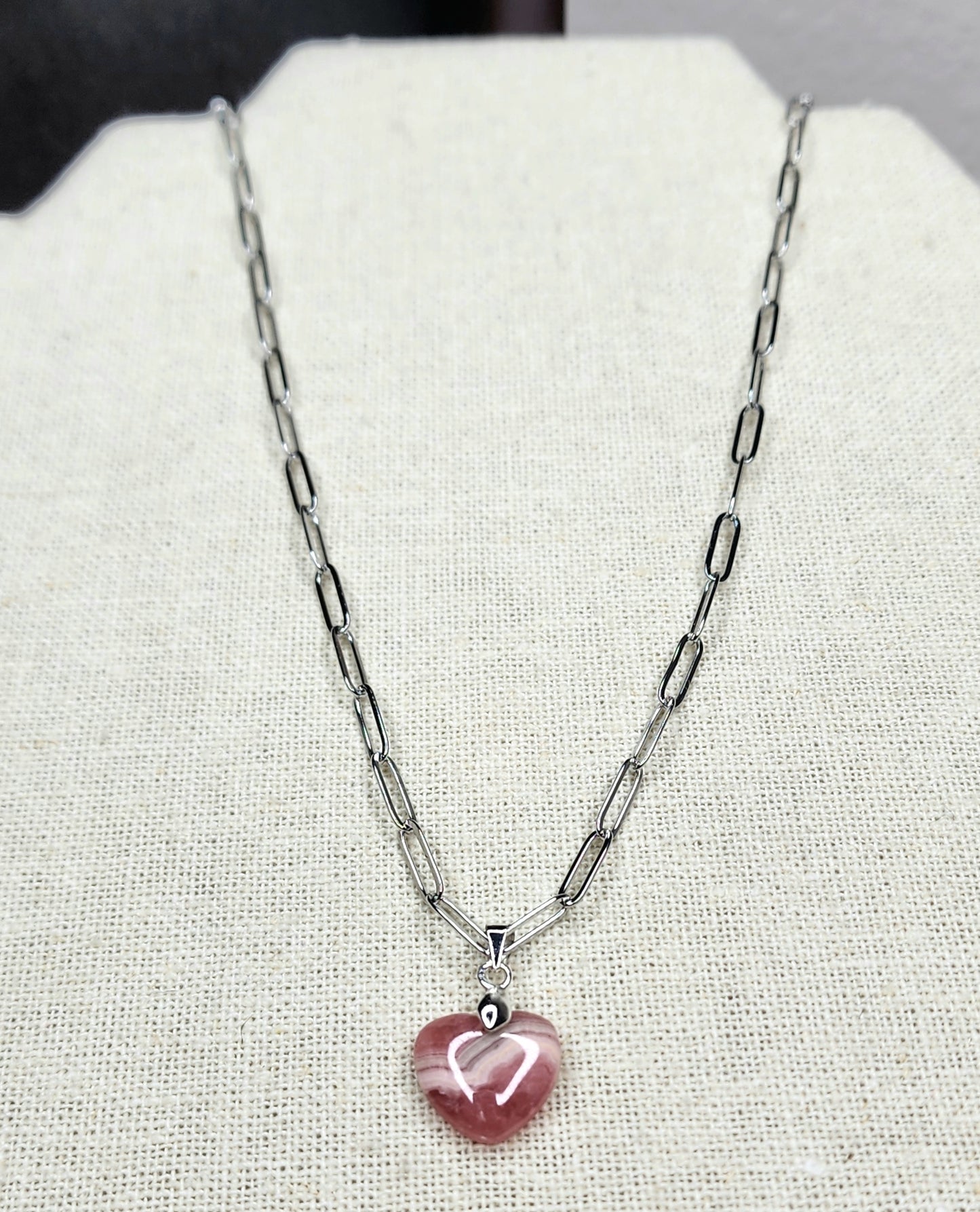 Rhodochrosite Heart Necklaces