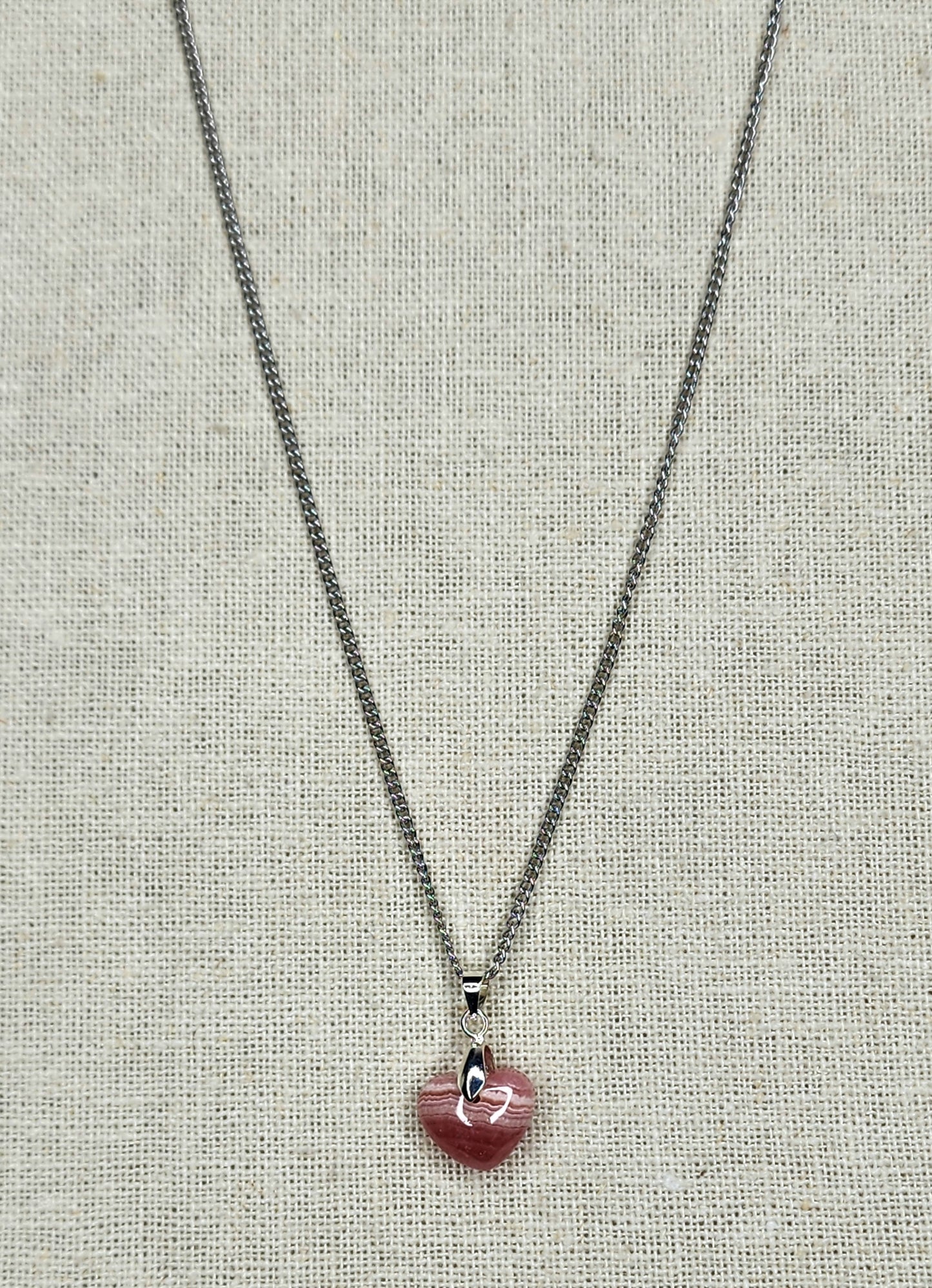 Rhodochrosite Heart Necklaces