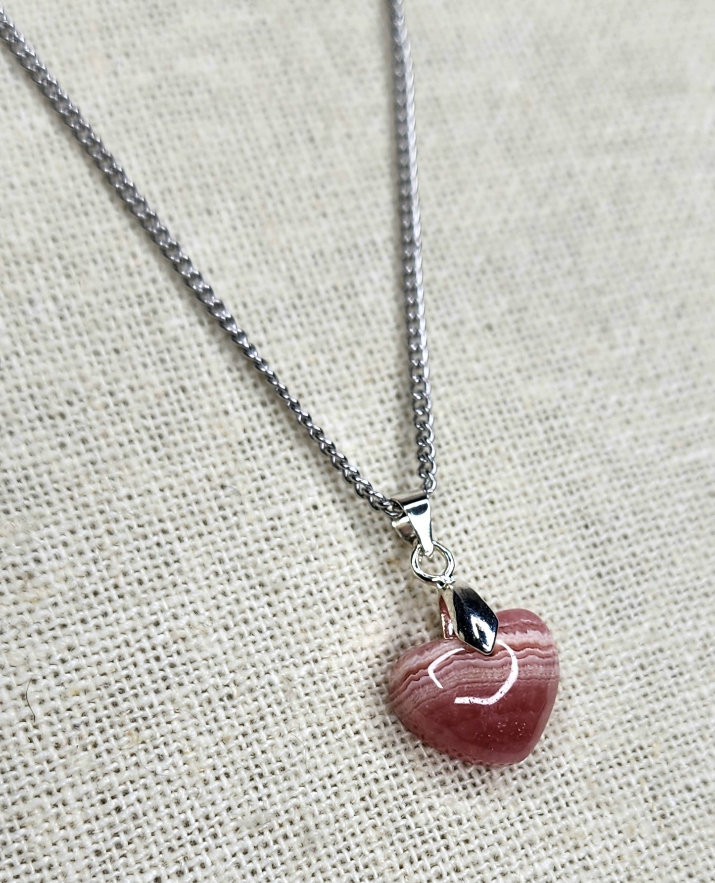 Rhodochrosite Heart Necklaces