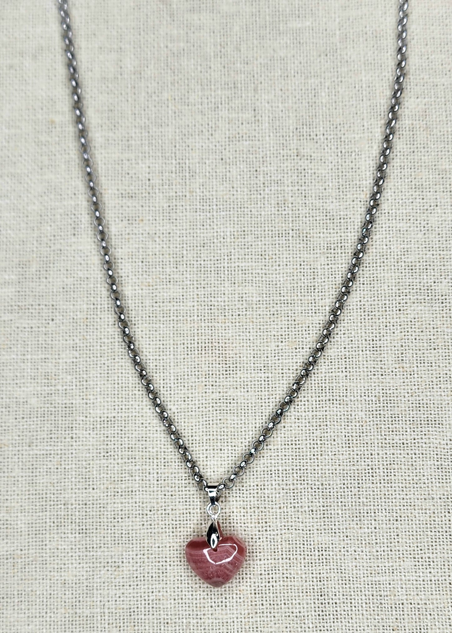 Rhodochrosite Heart Necklaces