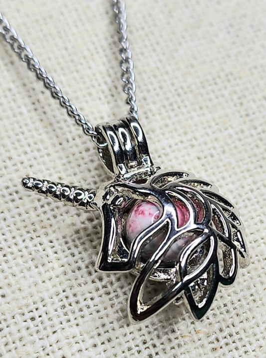 Pink Plum Jasper Unicorn Necklaces